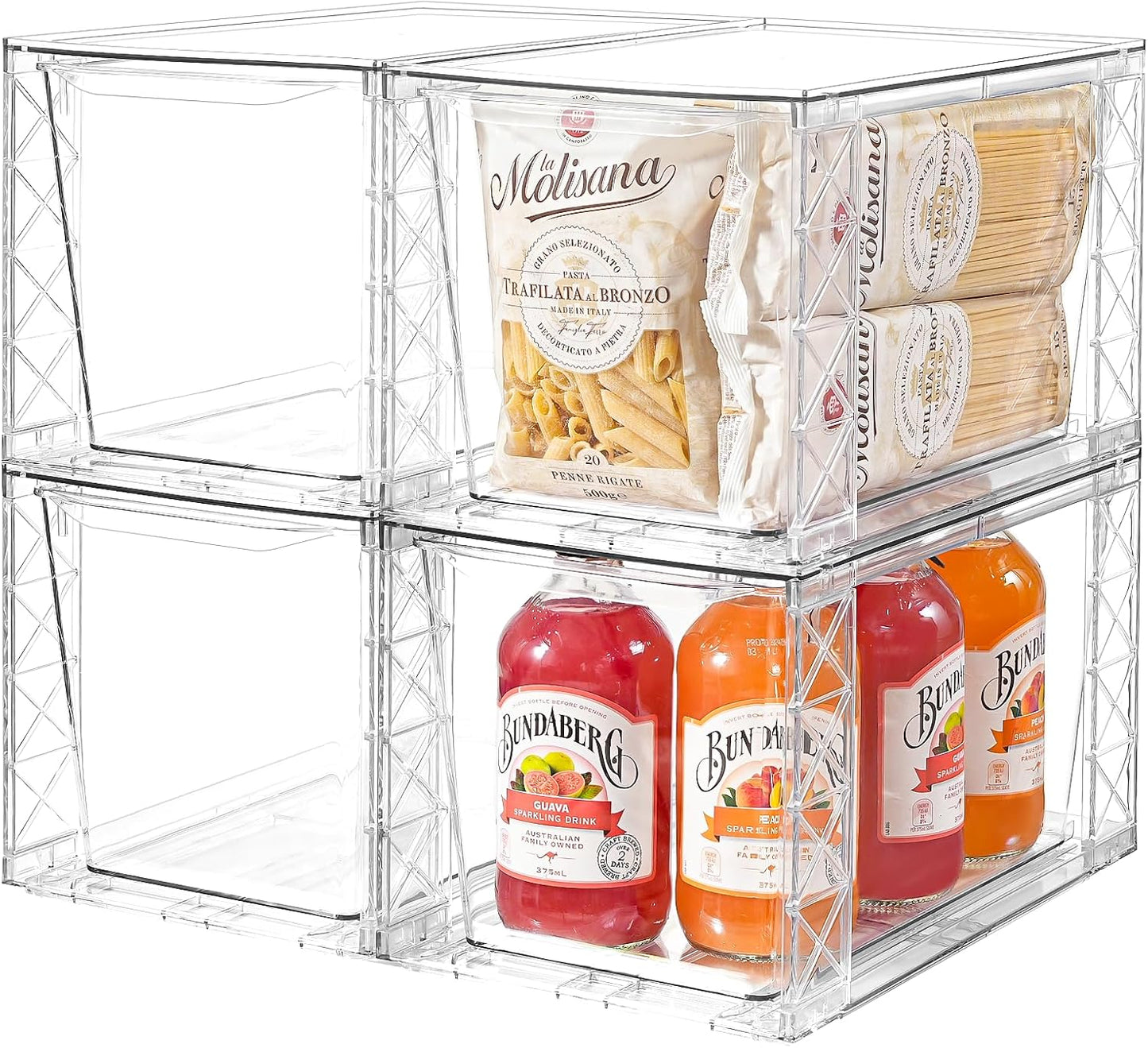 4Pack Stackable Kitchen Storage Organizer for Pantry & More
