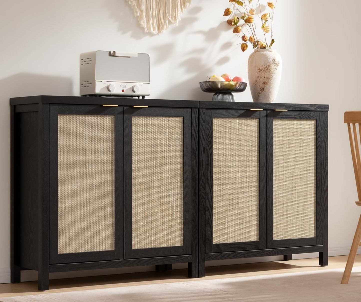 SICOTAS Black Sideboard Buffet Storage Cabinet for Home Use