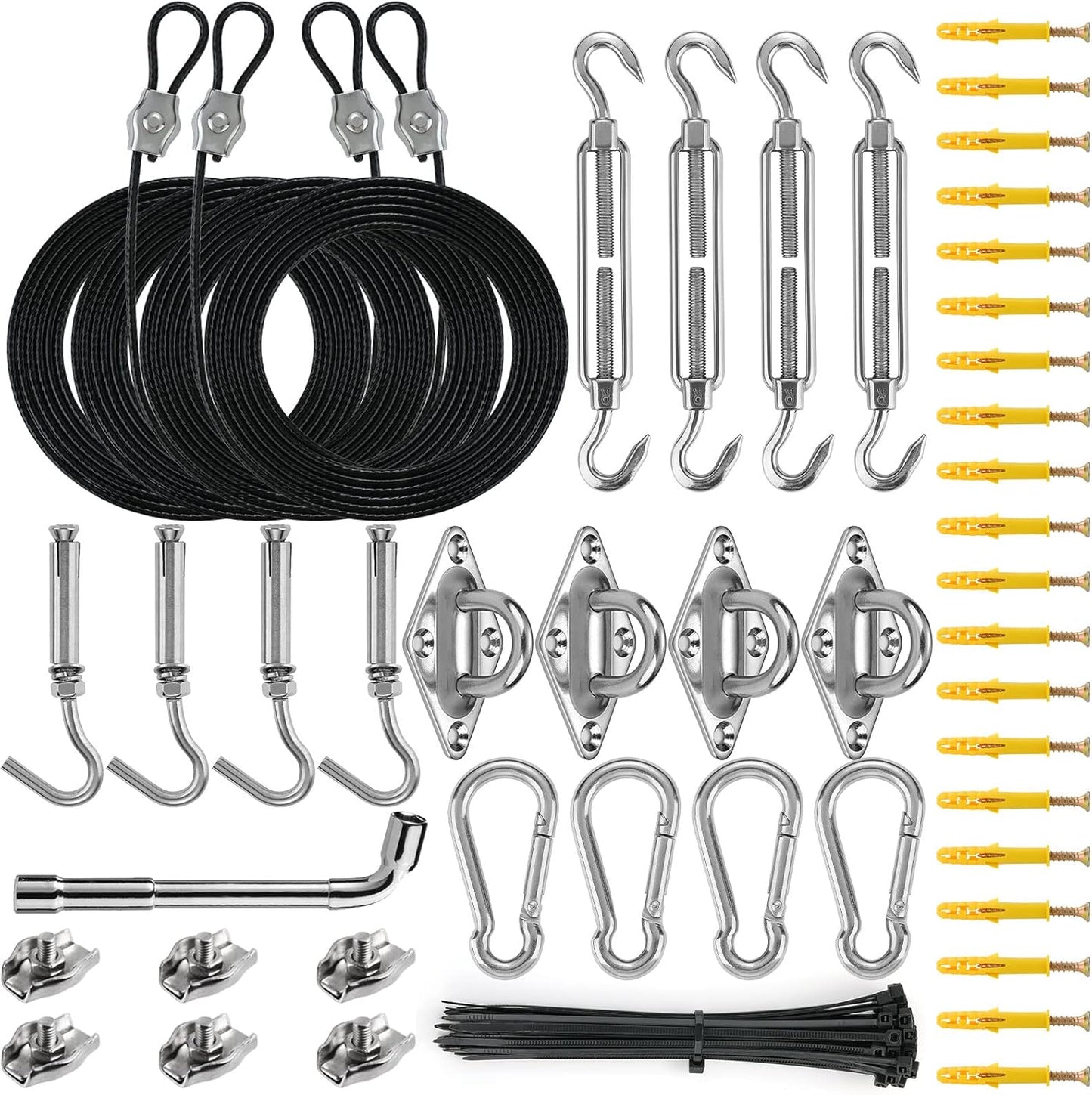 Sun Shade Sail Hardware Kit for Triangle and Rectangle Canopies