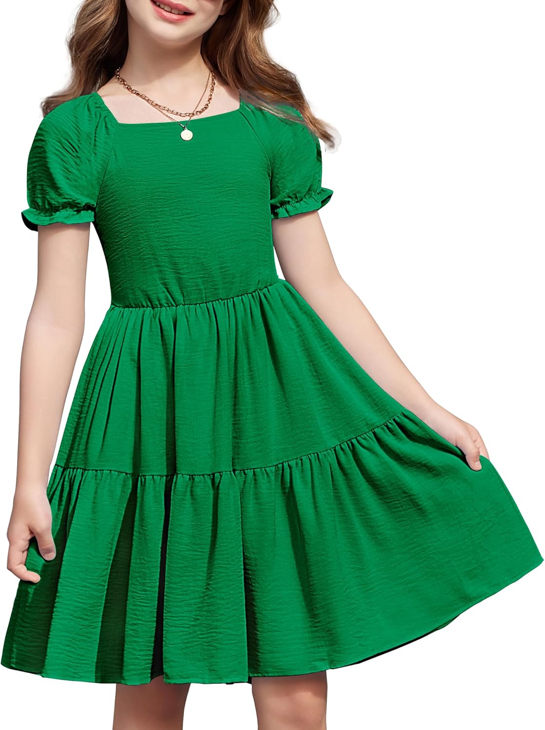 Arshiner Girls Summer Dress with Tie Back and Pockets for Fun