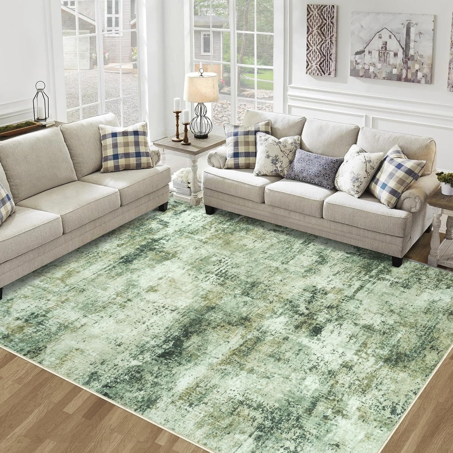 8x10 Area Rugs for Living Room Bedroom: Soft Abstract Washable Rug