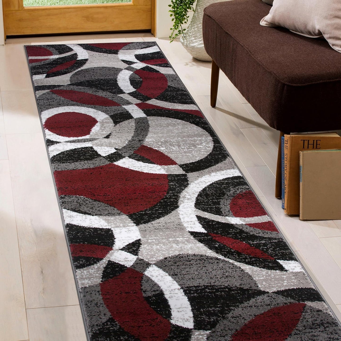 Rugshop Contemporary Abstract Circles Runner Rug for Any Space