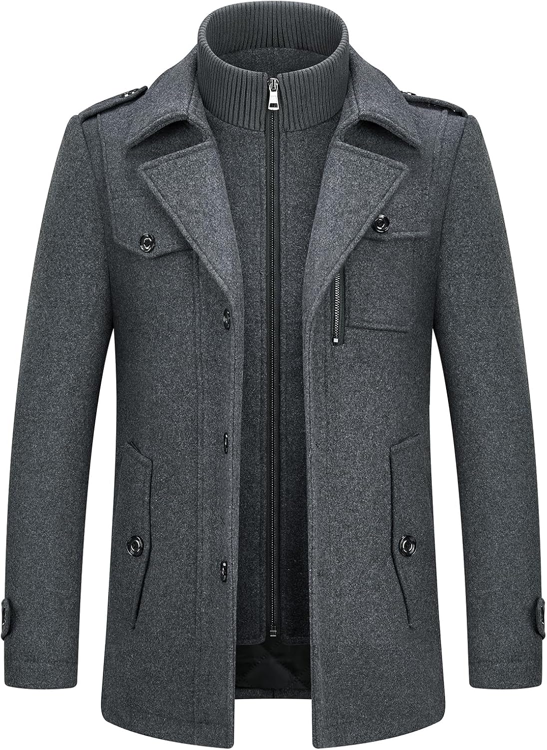 Lamgool Men's Winter Wool Blend Coat for Casual Business Wear