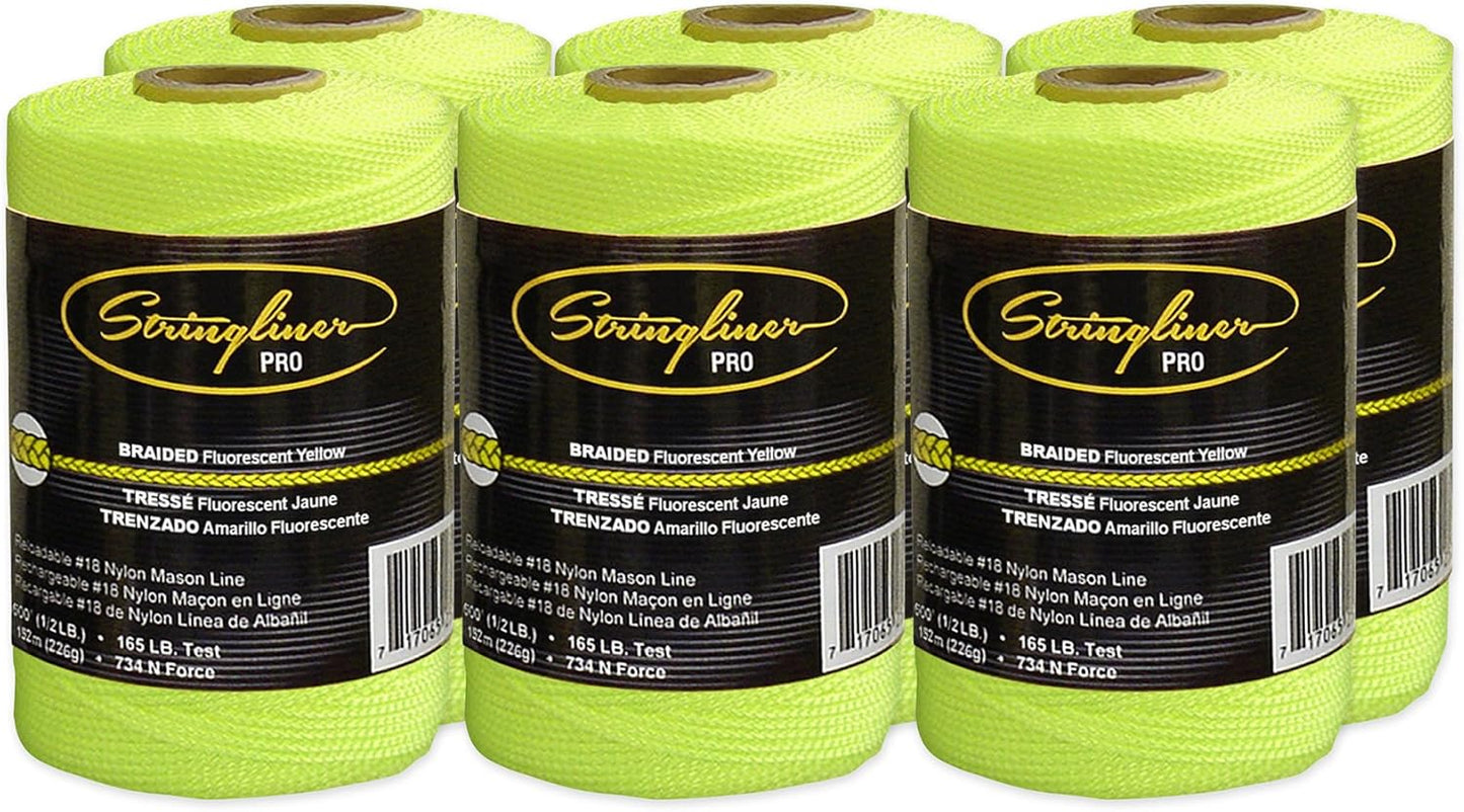 Braided Mason Line Replacement Roll 500ft - Fluorescent Yellow