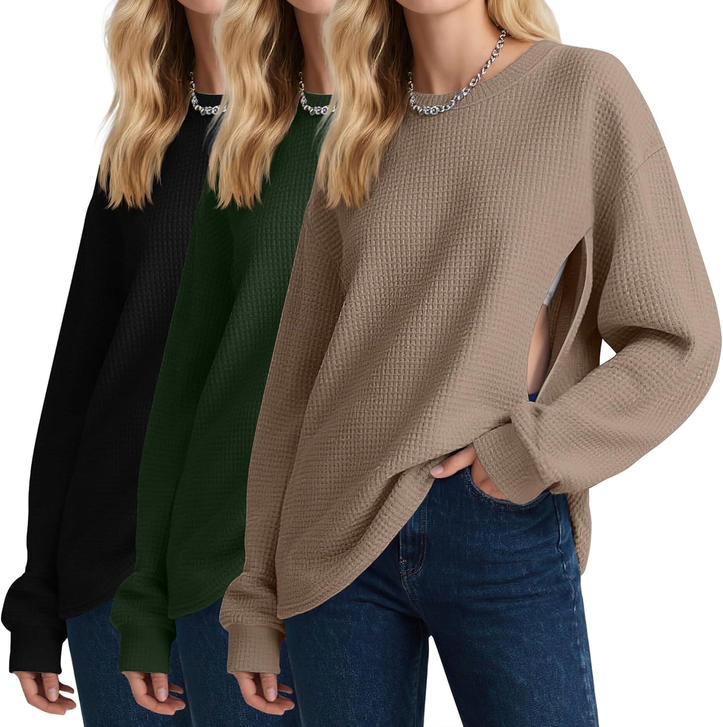 3 Pack Women's Oversized Nursing Tops for Comfortable Feeding