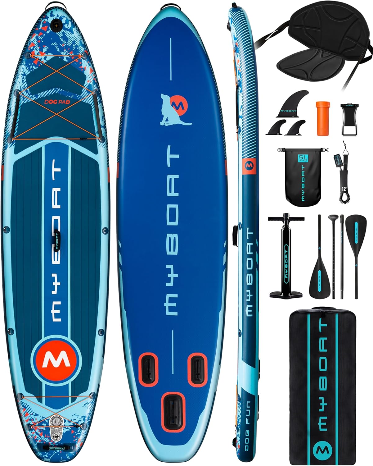 MYBOAT 11ft 6in Extra Wide Inflatable Paddle Board for Fishing
