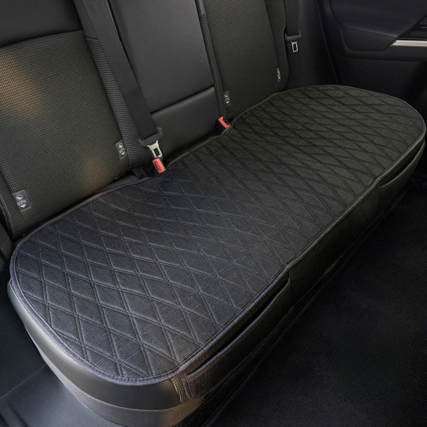 Universal Black Faux Linen Rear Car Seat Cover for Vehicles