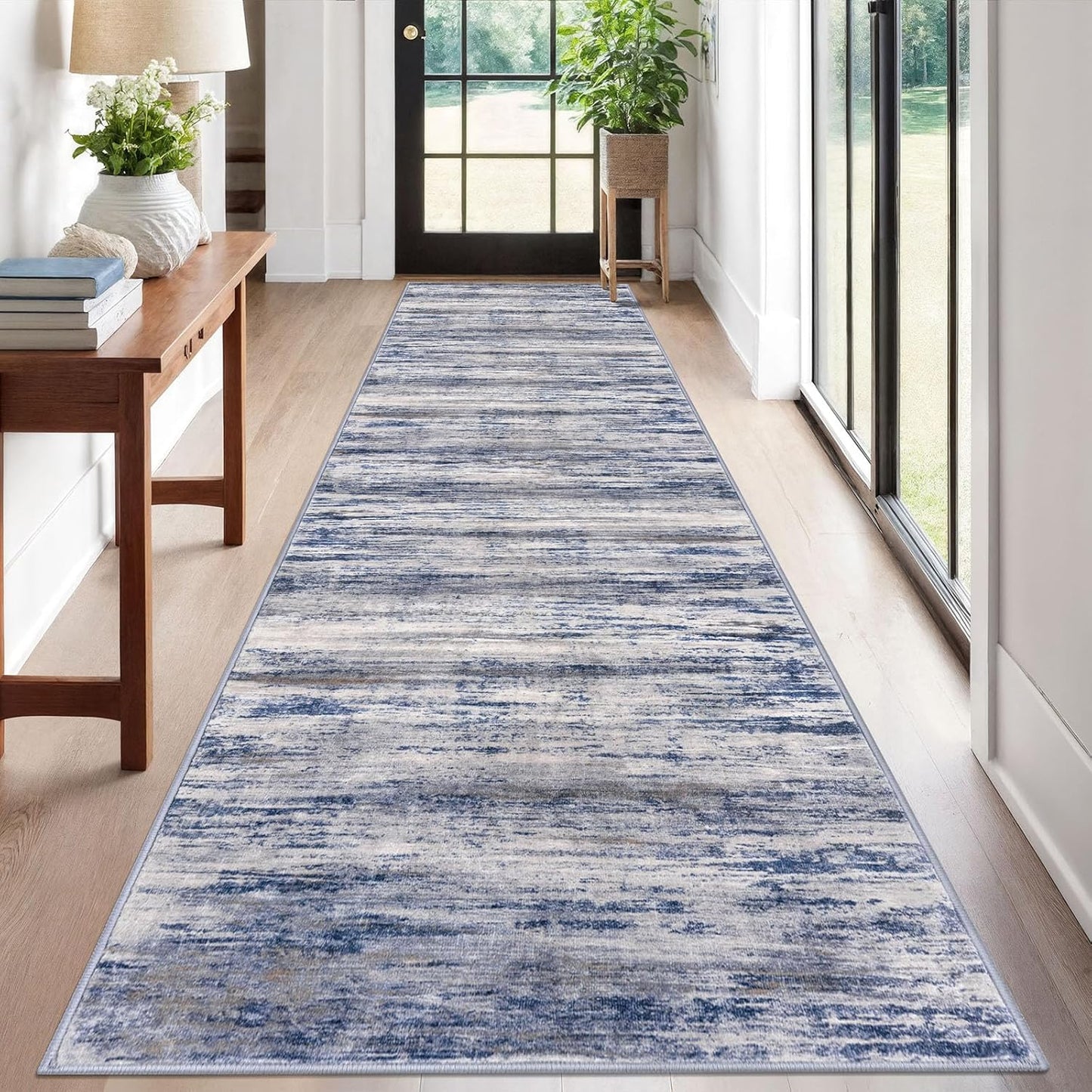 KOZYFLY Modern Abstract Washable Rug Runner for Hallways