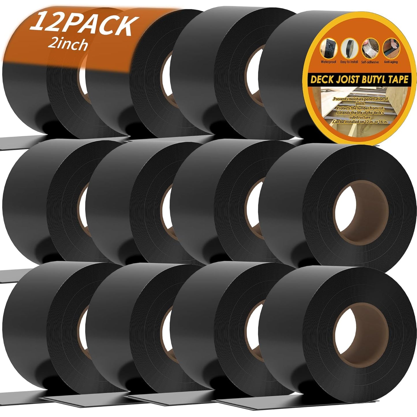 12 Pack Butyl Sealant Tape for Decking, Waterproof & Durable