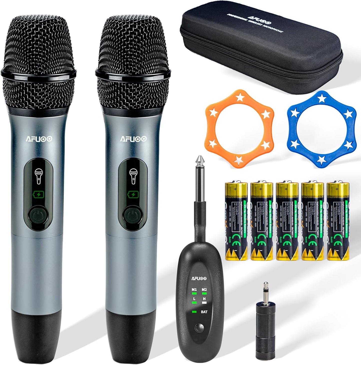 AFUOO Dual Wireless Mic Set - Crystal Clear Sound, 200ft Range