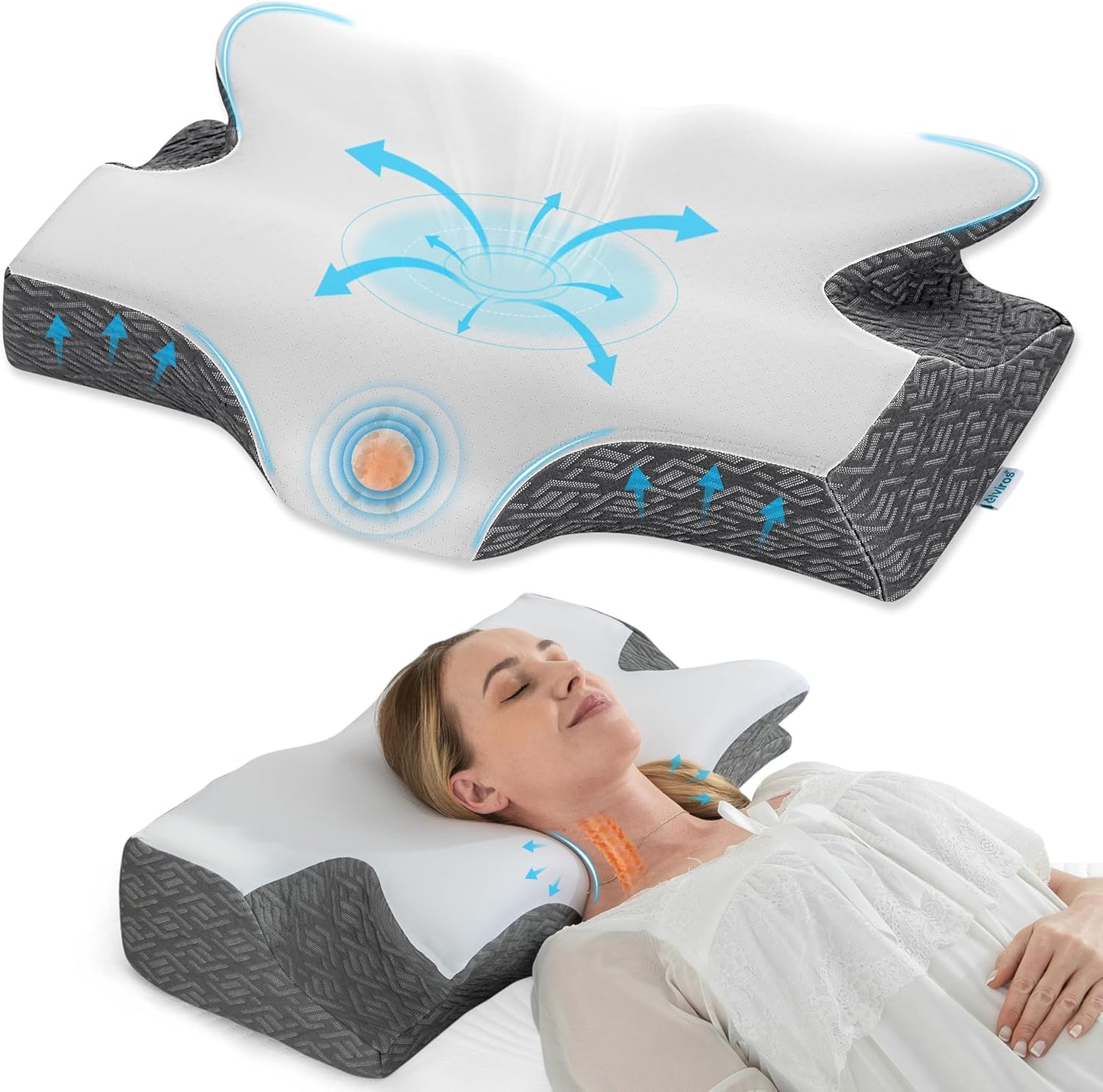 Elviros Cervical Neck Pillow for Sleeping and Neck Pain Relief