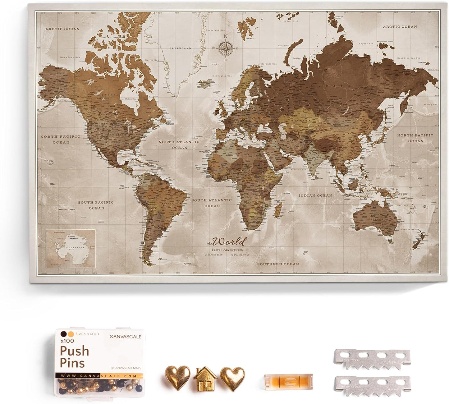 Canvas World Map Cork Pin Board for Stylish Home Decoration