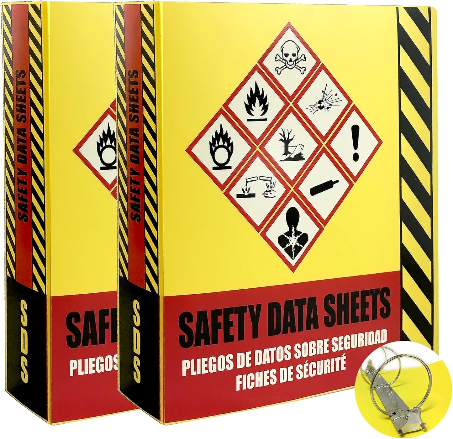 2 Pack SDS Binders: Durable, Trilingual, 250pg Capacity