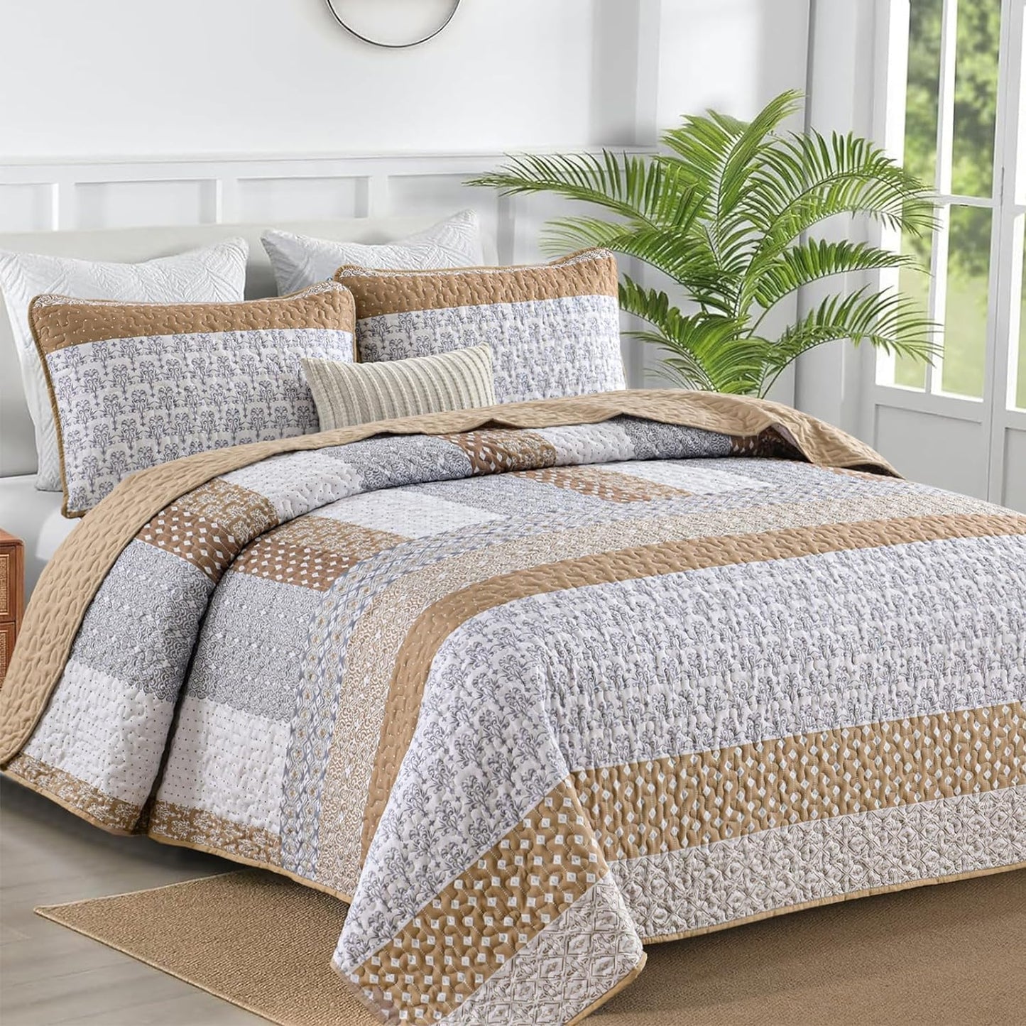Bohemian Stripe Quilt Set Queen Size - WONGS BEDDING Review