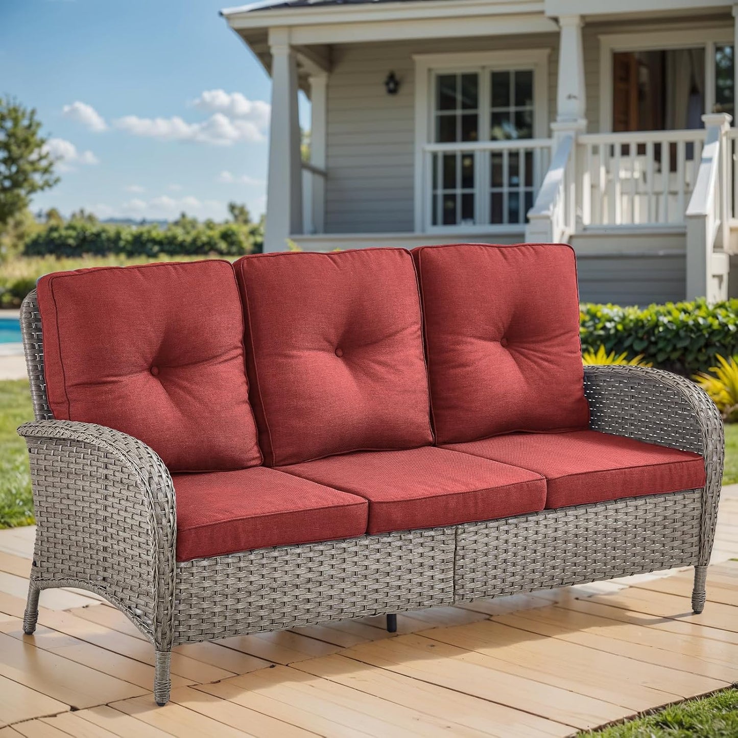 HUMMUH Outdoor Patio Couch with Thick Cushions for Comfort