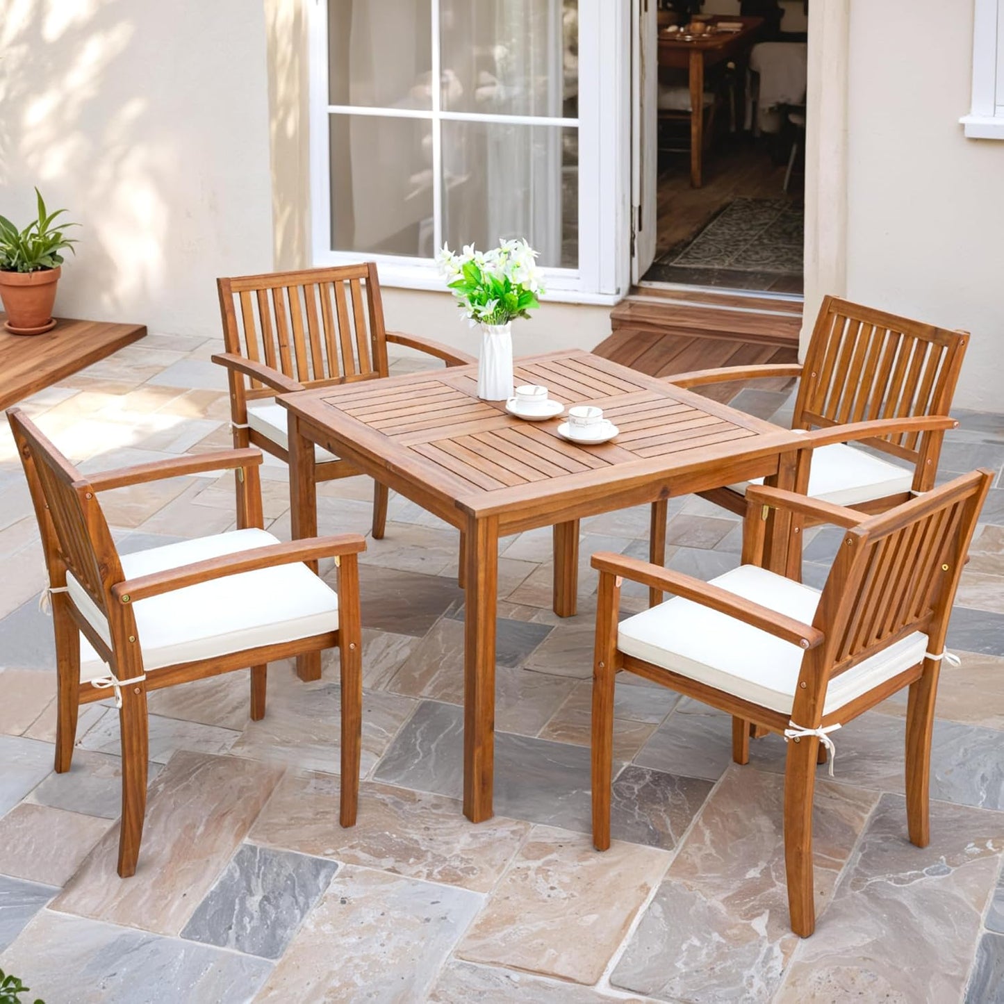 Flamaker 5 Piece Outdoor Dining Set for Stylish Patio Dining