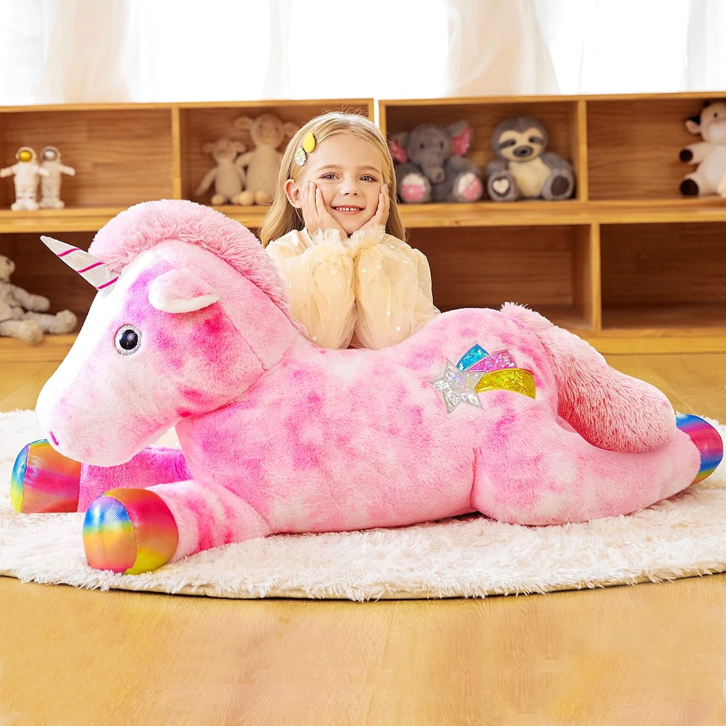 EARTHSOUND Giant Unicorn Stuffed Animal Plush Toy for Kids