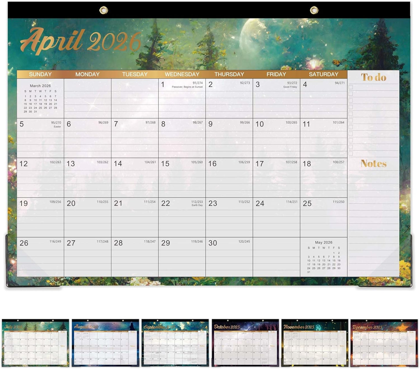 2025-2026 Desk Calendar: 18 Month Planner with Notes, 2-in-1 Desk/Wall, Mysterious Forest Design
