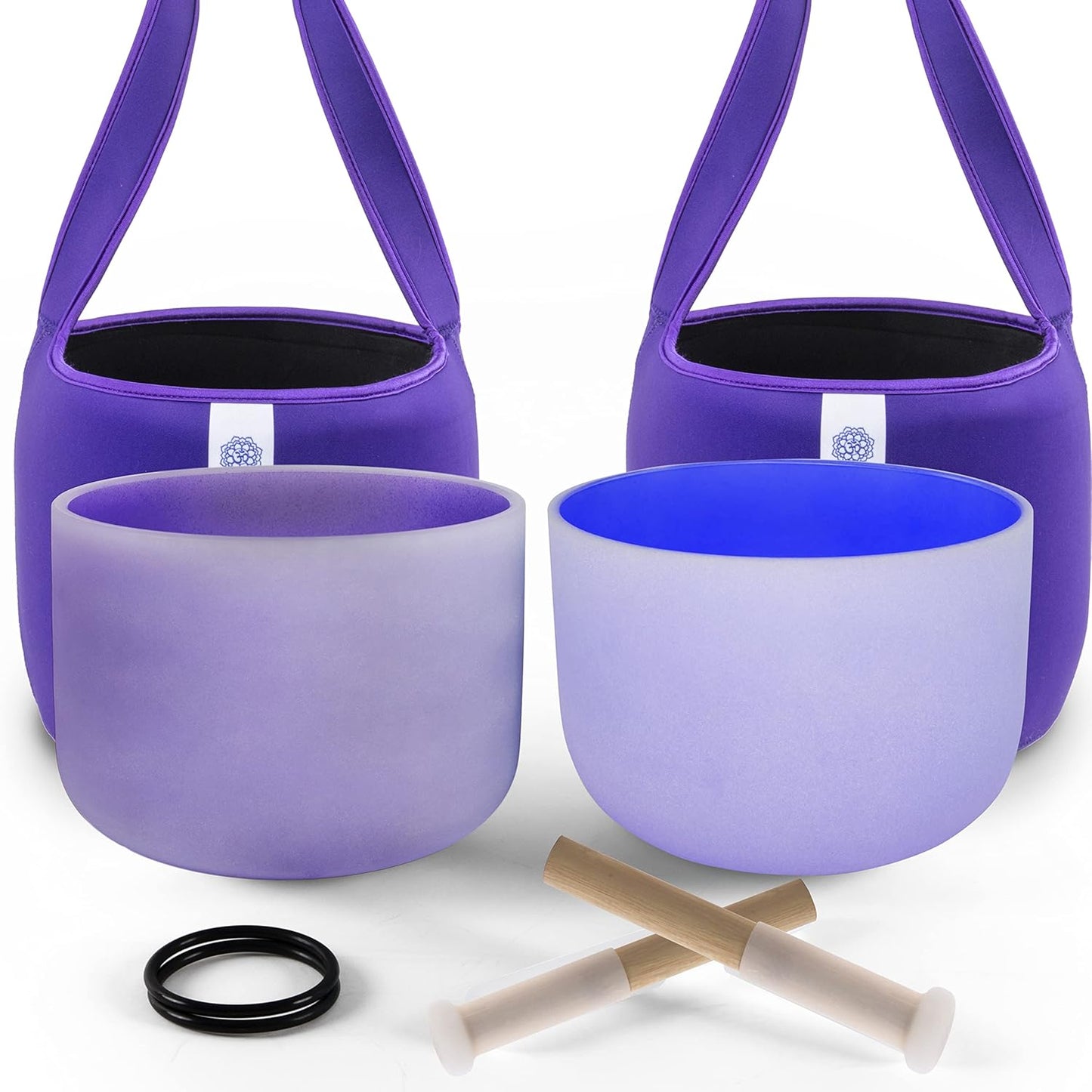 FMYT 10in Crystal Singing Bowls Set for Meditation and Healing