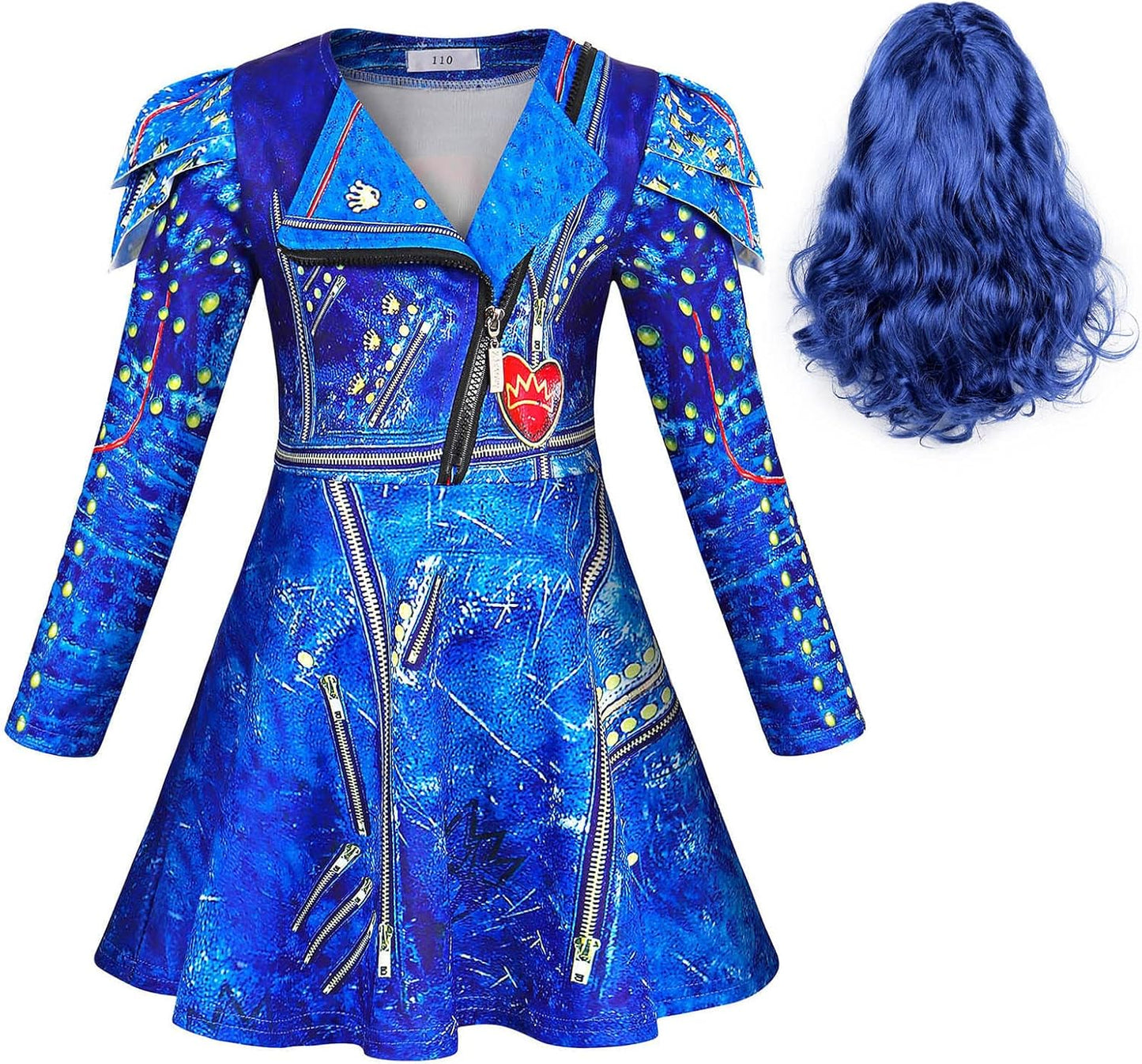 MetCuento Girls Halloween Costume with Wig and Zipper Jacket