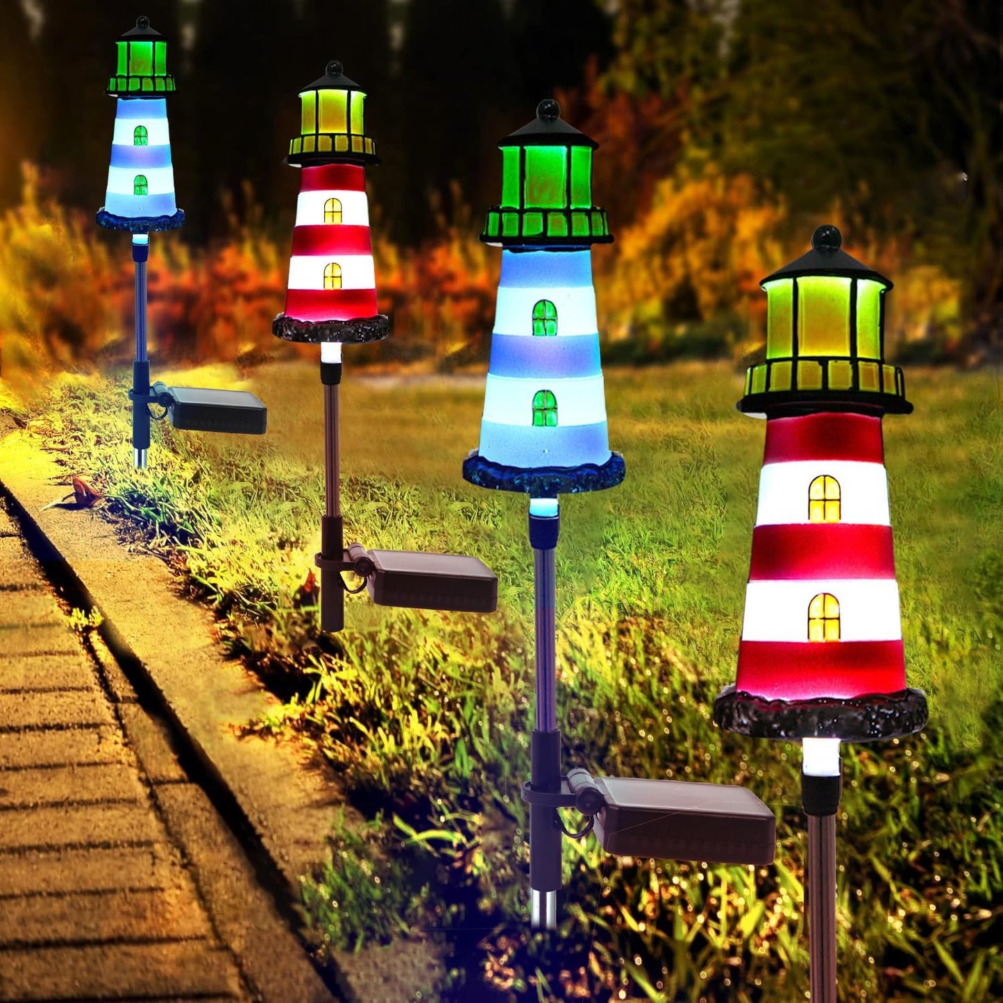 Lighthouse Solar Light 4 Pack for Garden and Outdoor Spaces