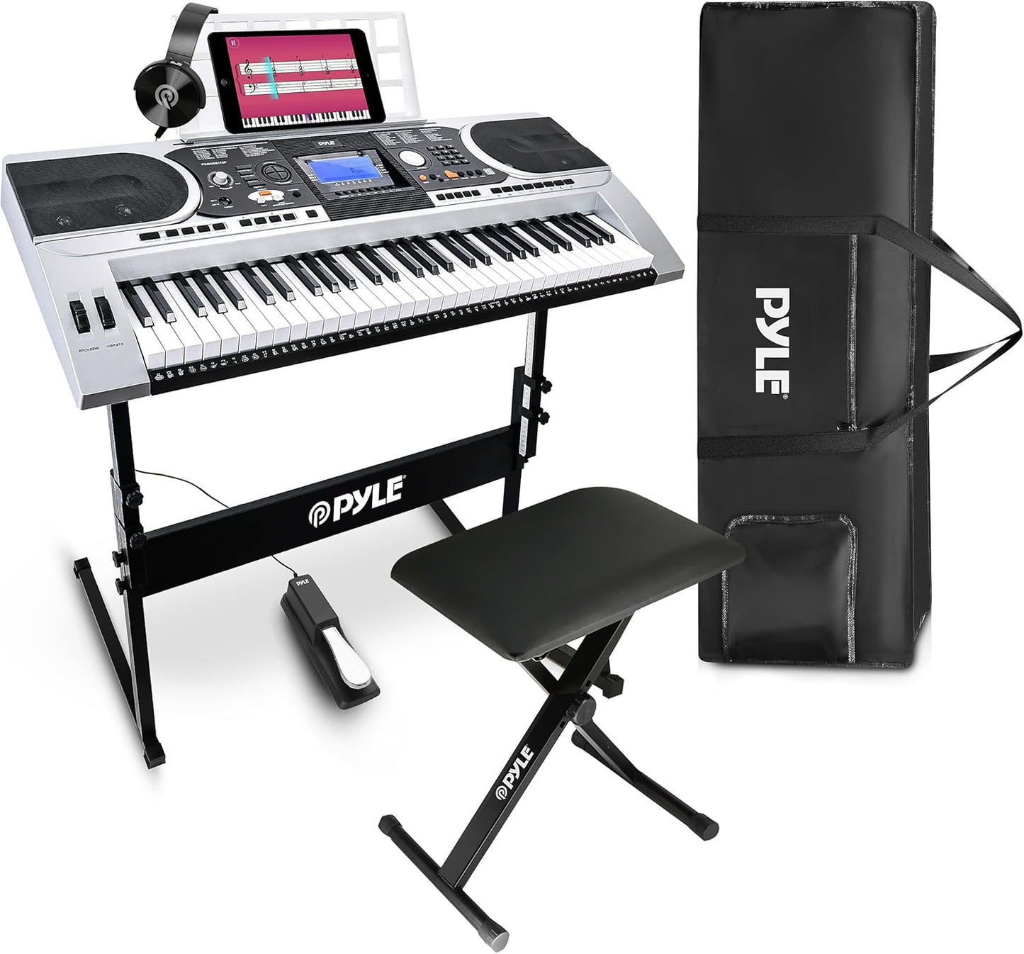Pyle Digital Musical Karaoke Portable Electronic Piano with Case