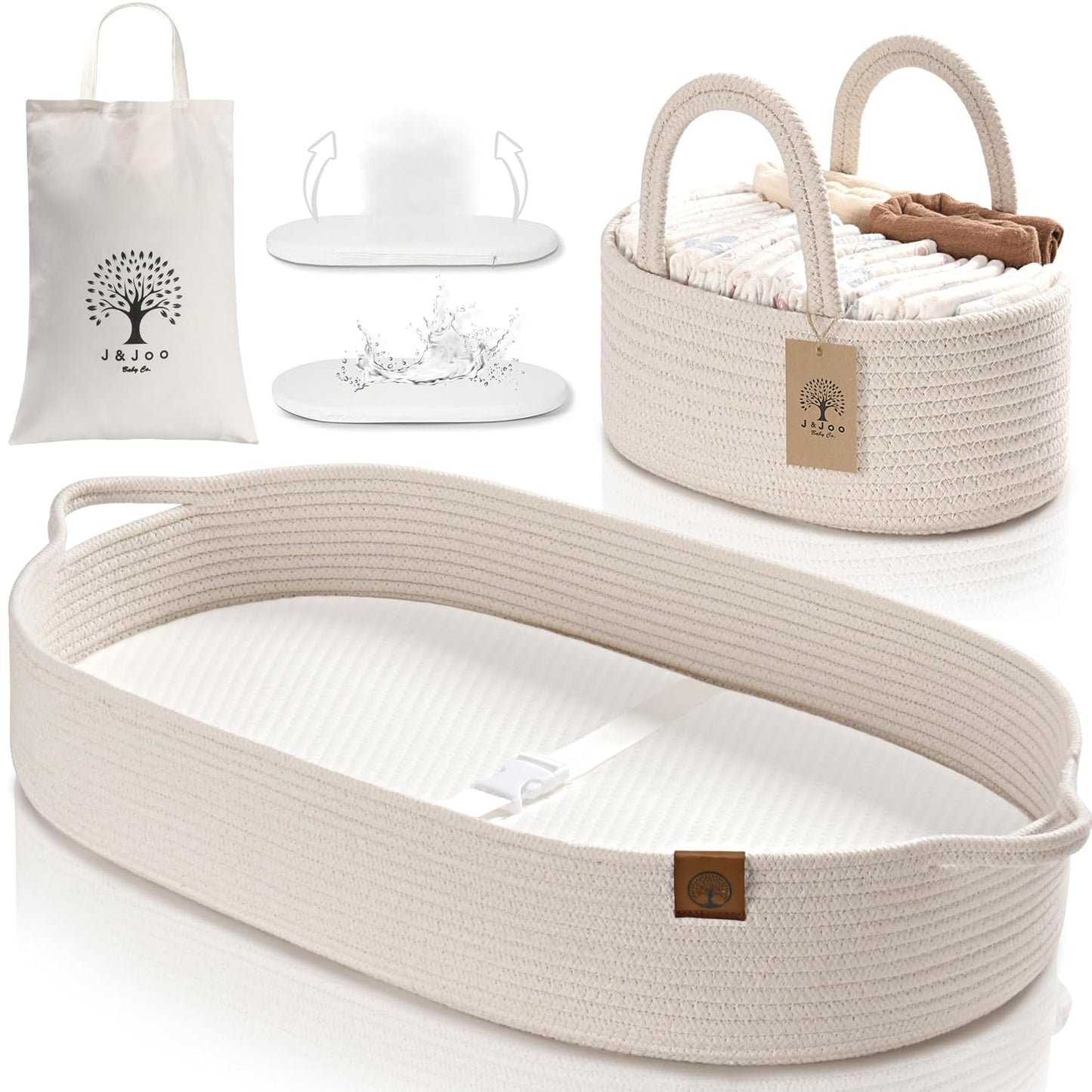 Baby Changing Basket with Diaper Caddy - Portable & Stylish