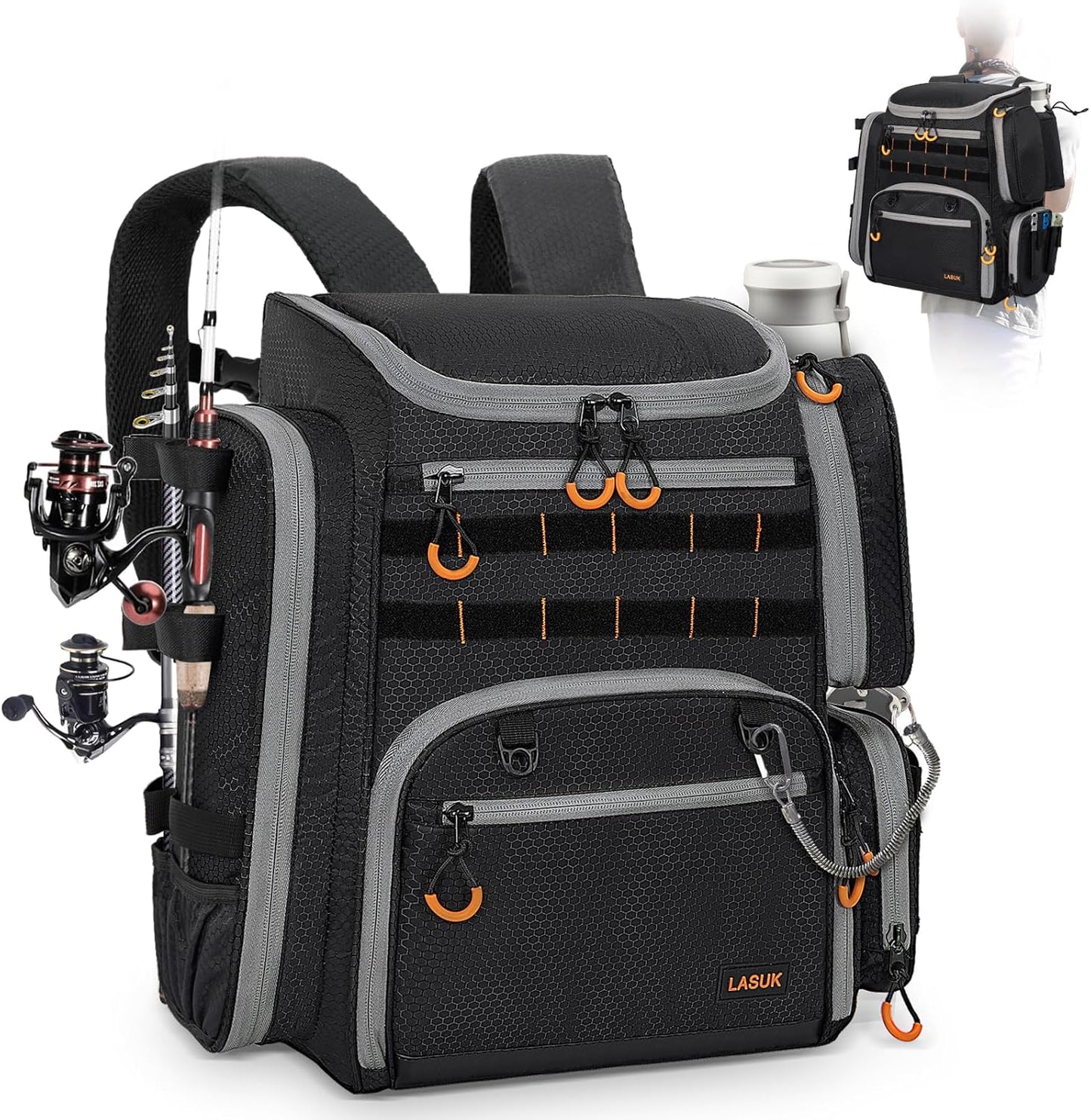 LASUK 40L Waterproof Fishing Backpack: Stay Organized & Dry on Every Adventure