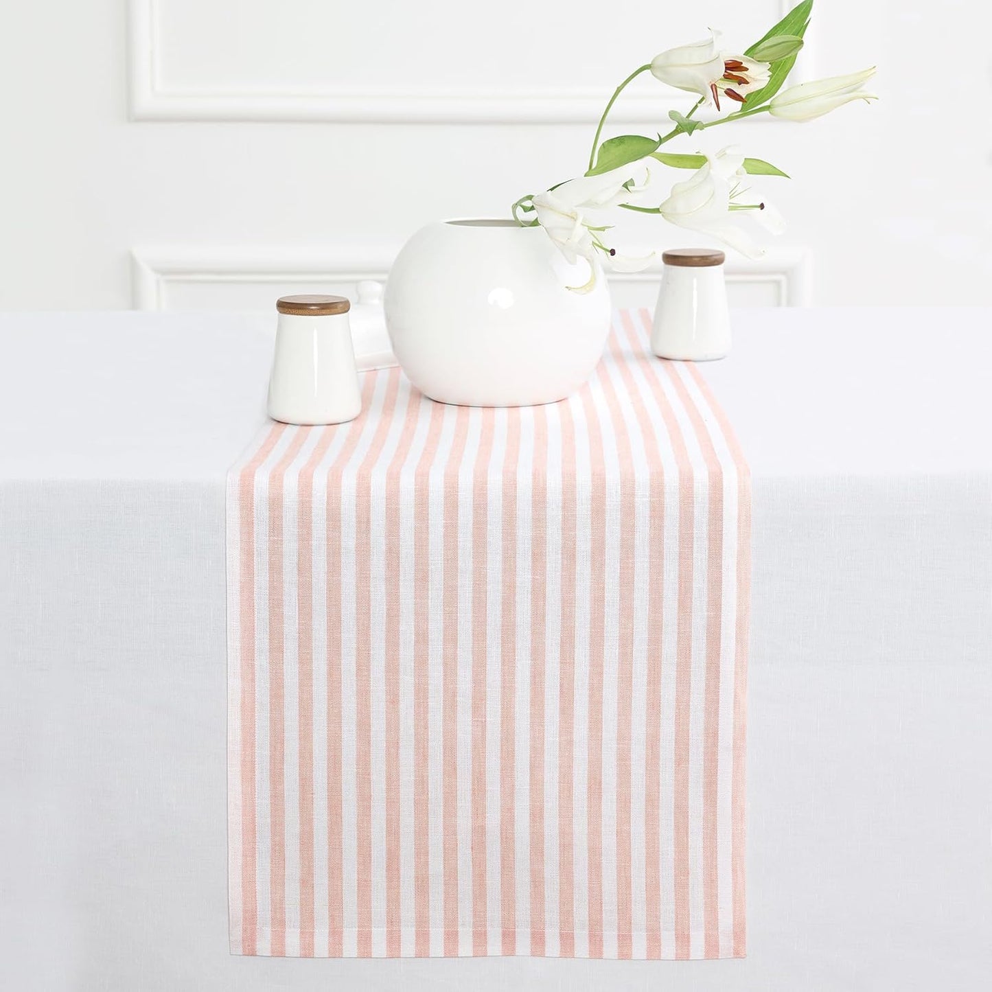Striped Linen Table Runner 14 x 48 Inch for Stylish Decor