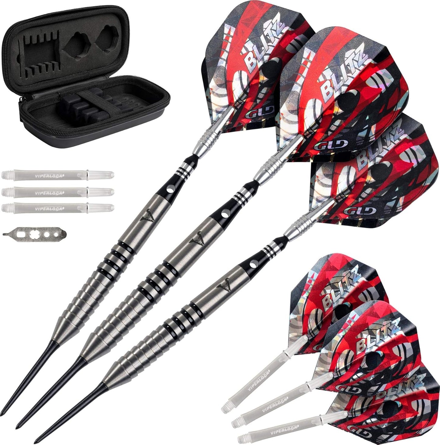 Viper Blitz 95% Tungsten Steel Tip Darts with Travel Case