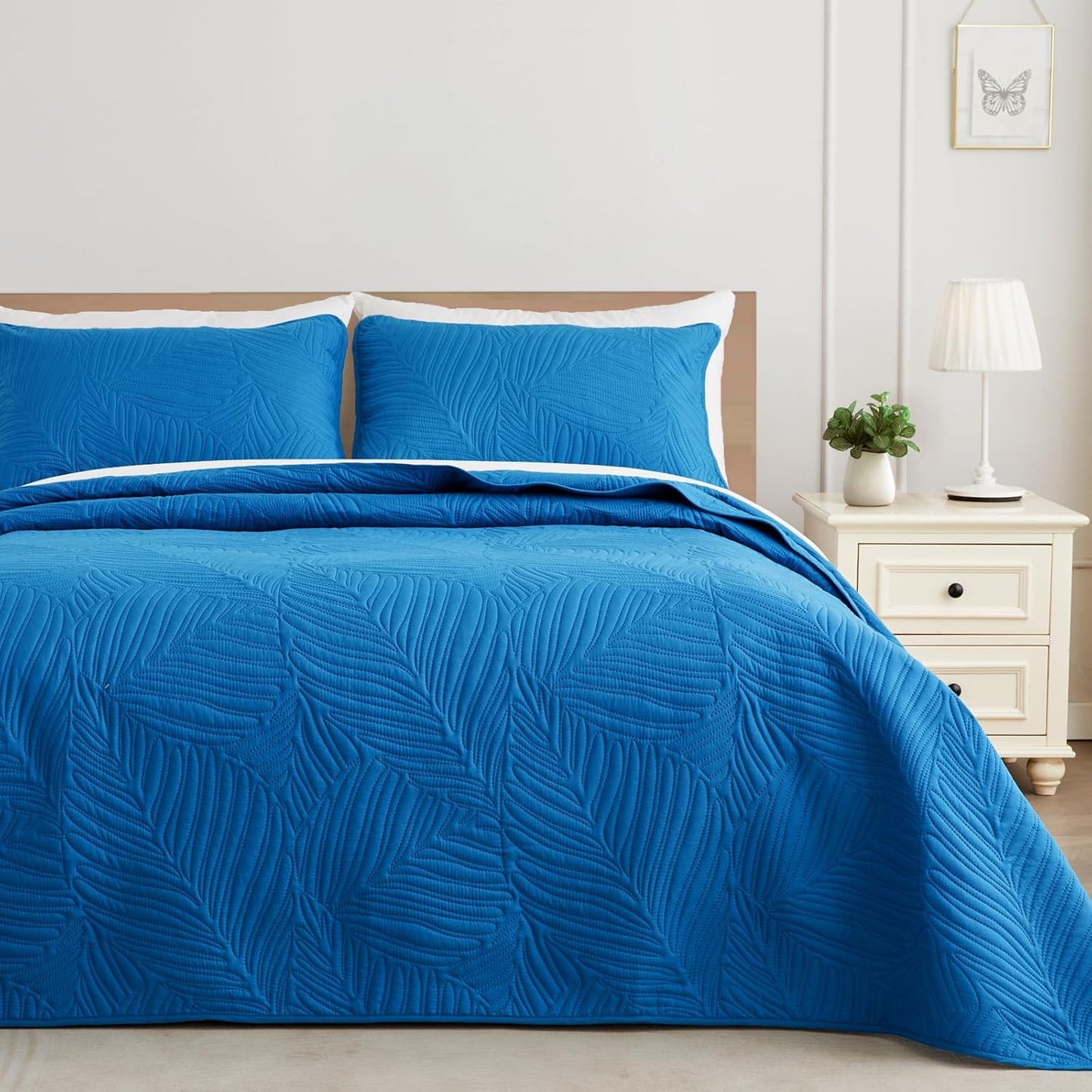 California King Quilt Set - Lightweight Royal Blue Bedspread