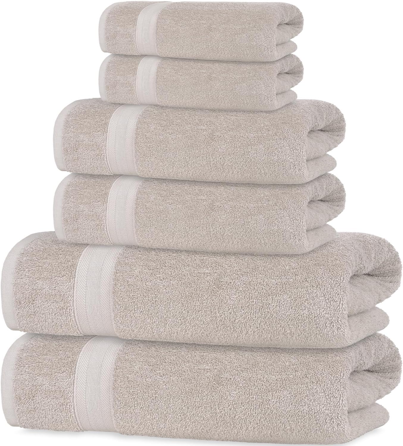 Quick-Dry Cotton Bath Towels Set of 6 for Everyday Use
