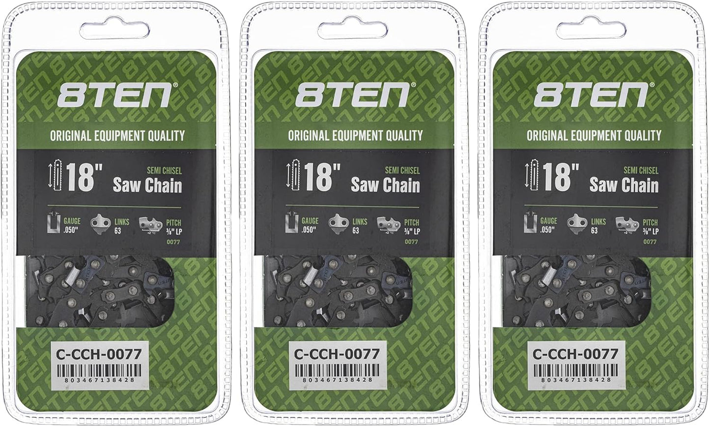 8TEN Semi Chisel Chainsaw Chain 18 Inch for Craftsman and More