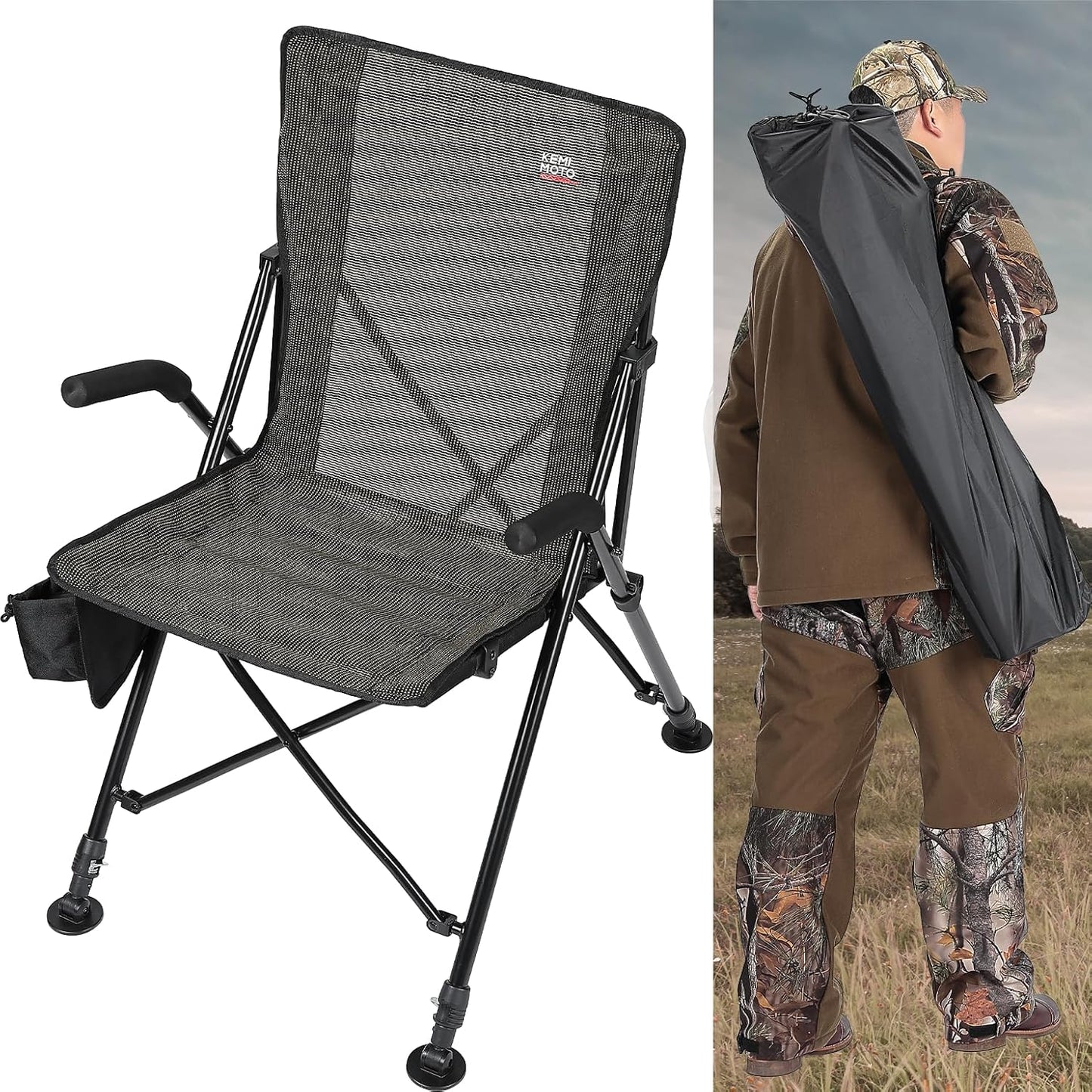KEMIMOTO Portable Camping Chair: Adjustable Height, 300lbs Capacity