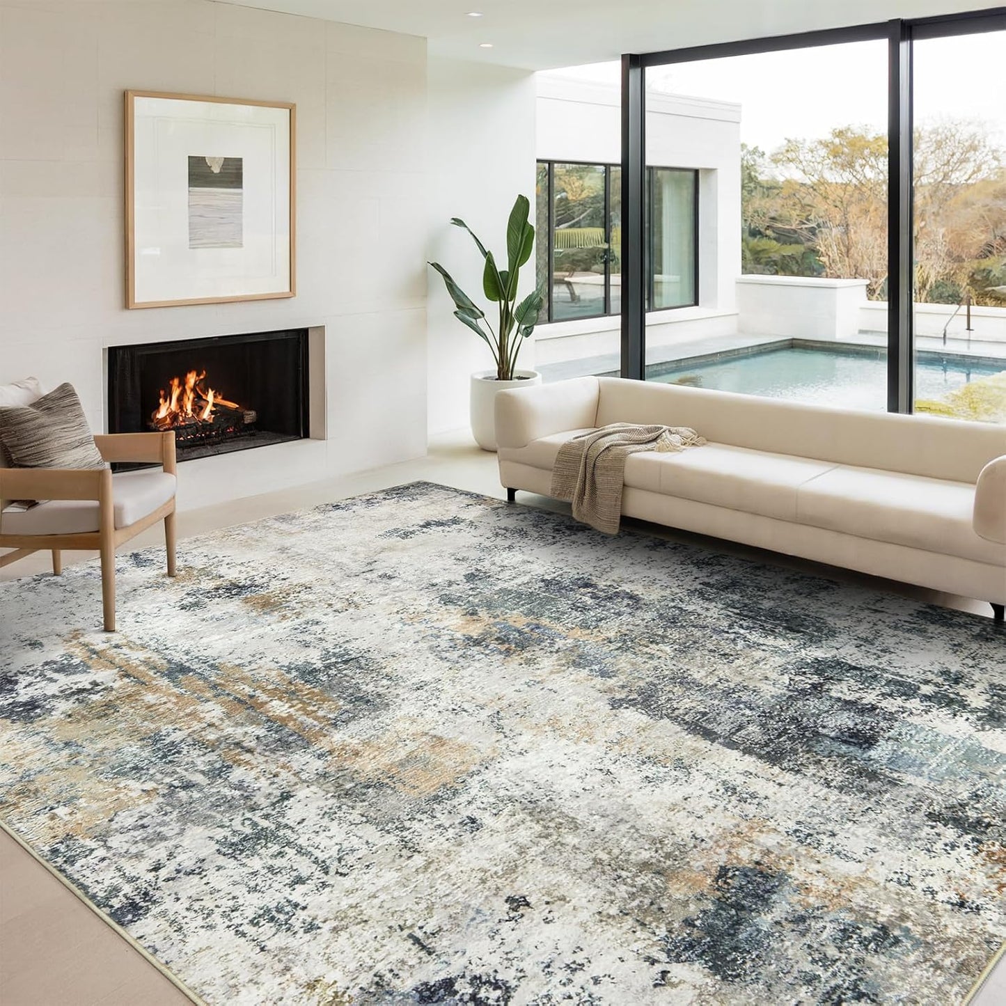 8x10 Large Washable Modern Area Rug - Soft & Non-Slip!