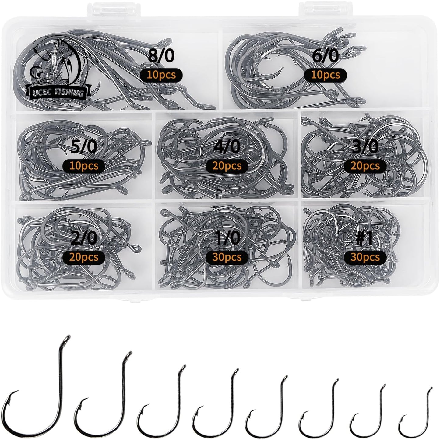UCEC 2X Strong Circle Fishing Hooks - Saltwater Octopus Catfish Tackle