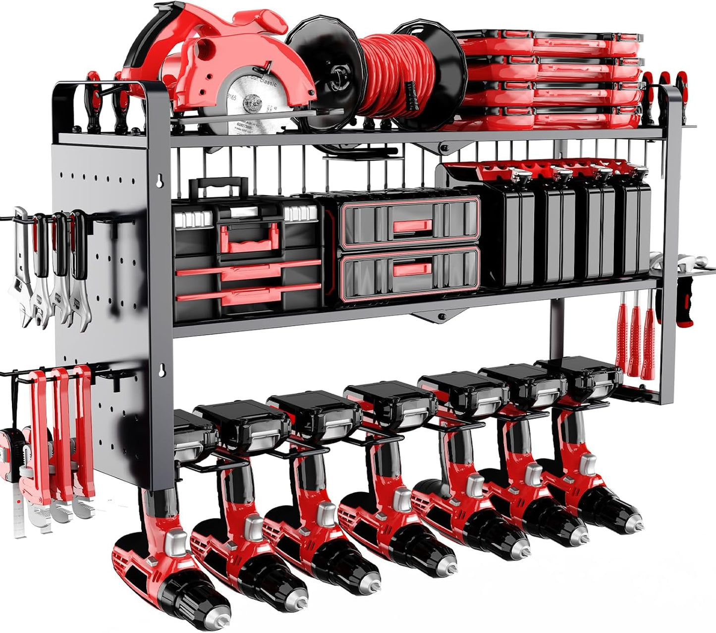 Space-Saving Drill Holder Rack - Heavy Duty Wall Mount