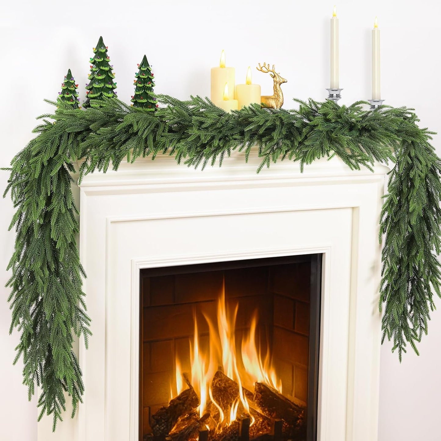 12FT Christmas Norfolk Pine Garland for Elegant Holiday Decor