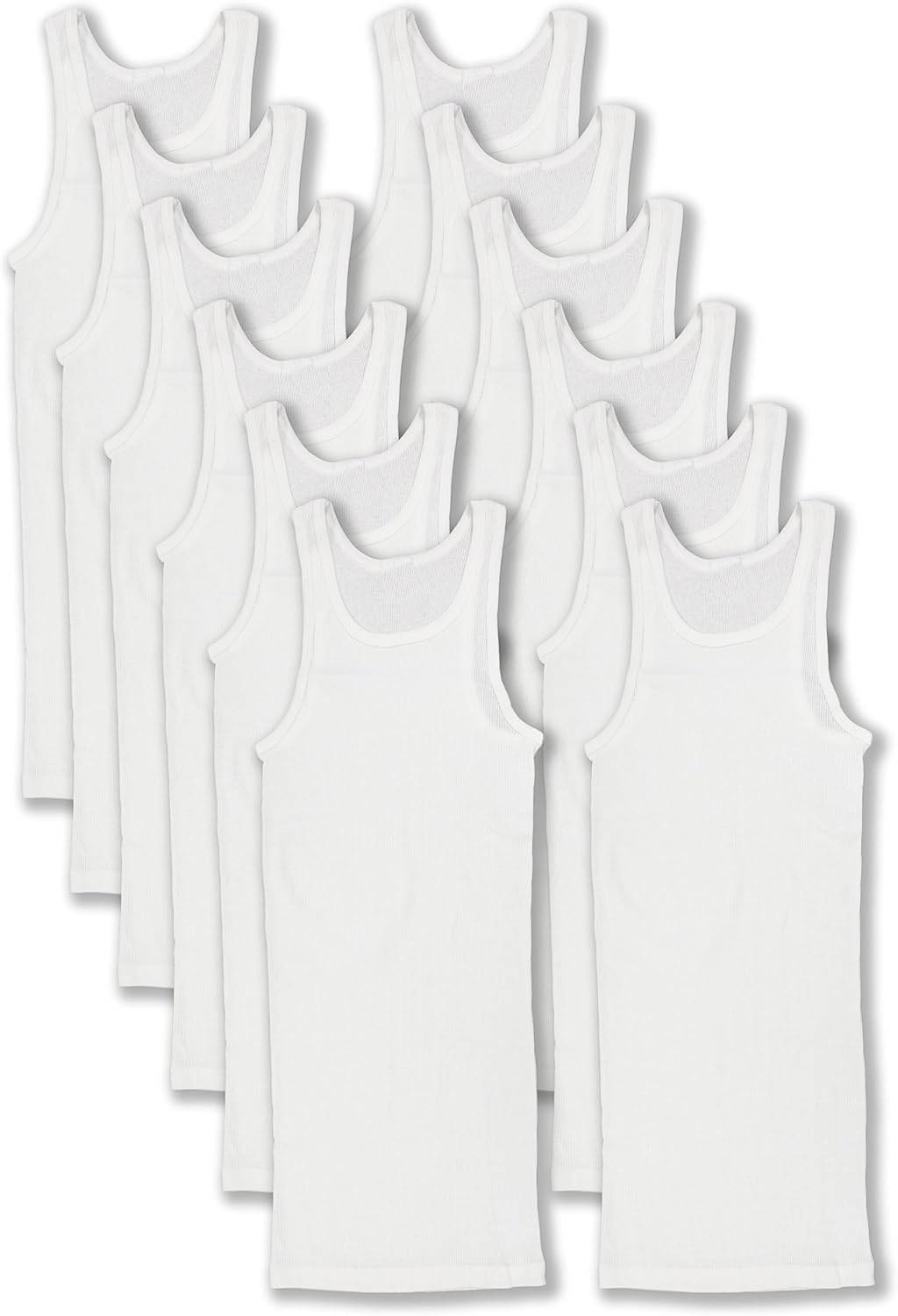 Andrew Scott Basics Boys' 12 Pack Color A-Shirt Sport Tank Tops
