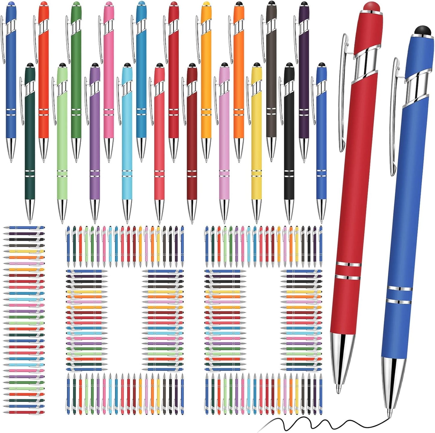 Yeaqee 100 Pieces Ballpoint Pen with Stylus Tip for All Needs