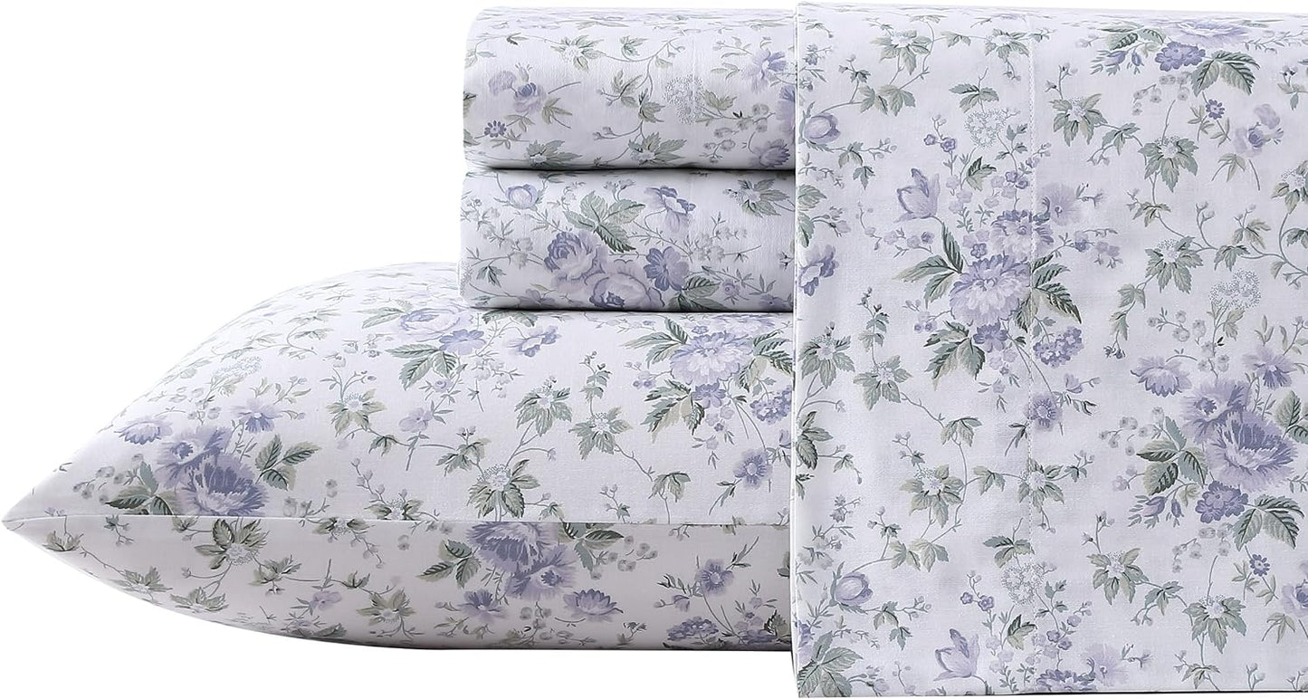 Laura Ashley Home Queen Sheet Set - Soft Sateen Cotton Bedding