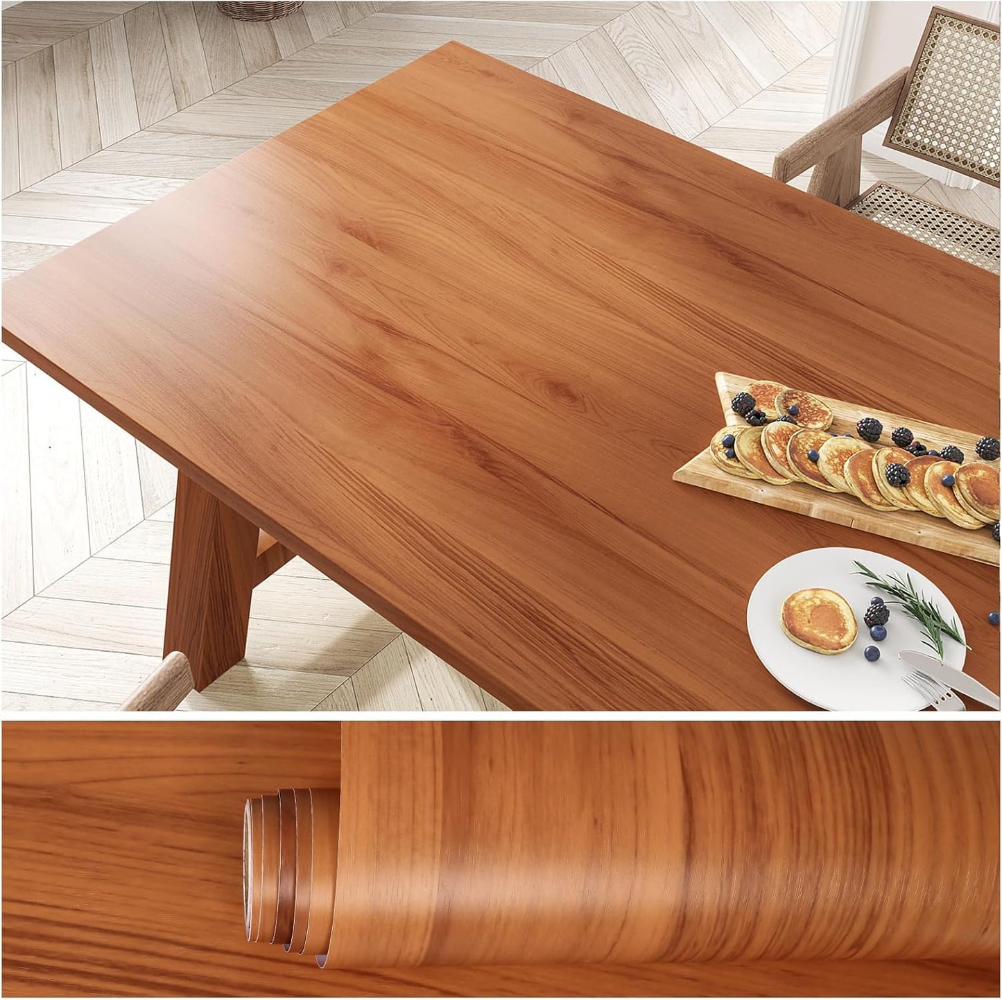 VEELIKE Chestnut Brown Wood Contact Paper for Countertops