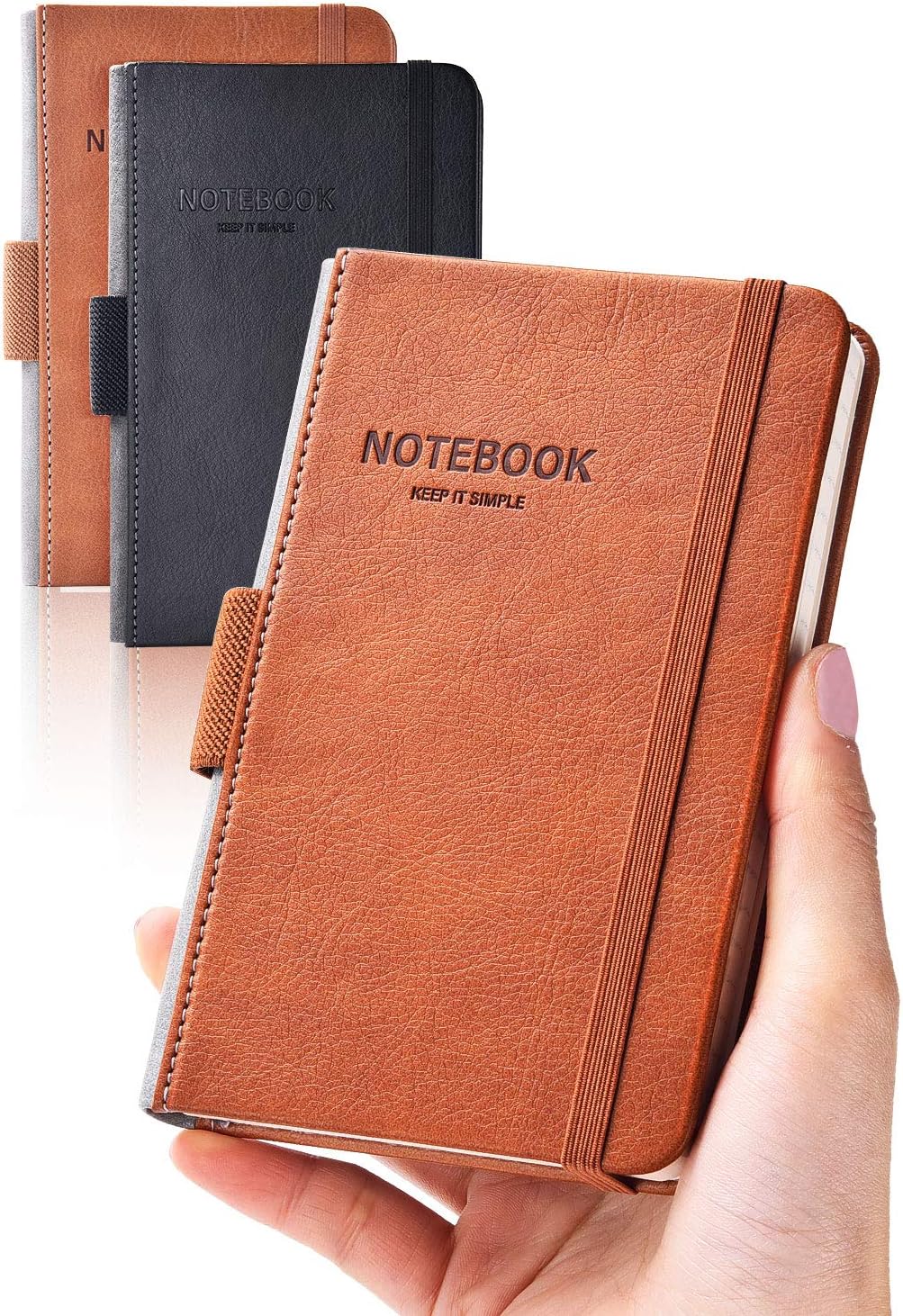 AISBUGUR 2-Pack Mini Pocket Notebooks, Thick Lined Paper, Hardcover, Inner Pockets