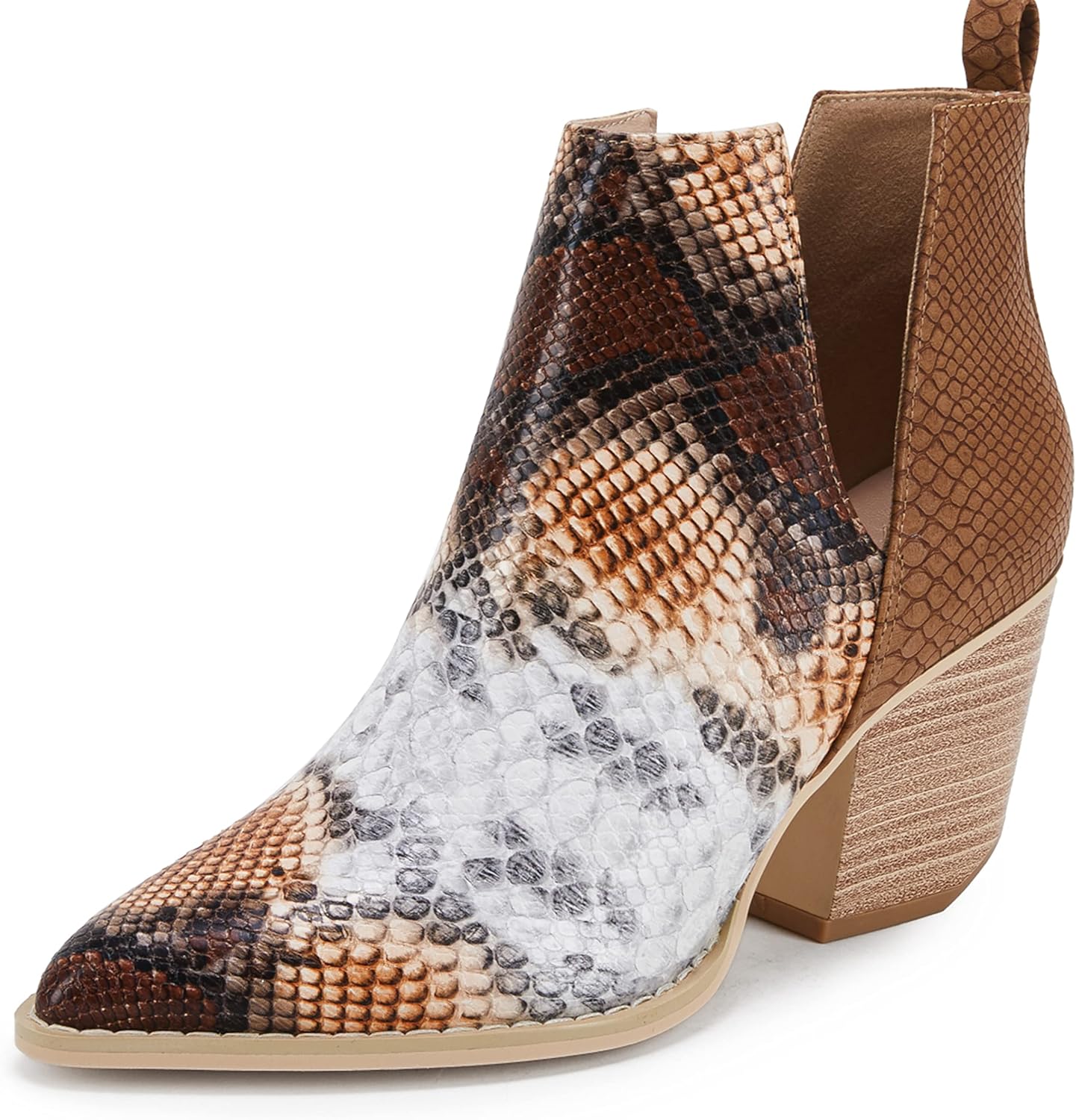 FISACE Womens Pointed Toe Stacked Mid Heel Ankle Boots Review
