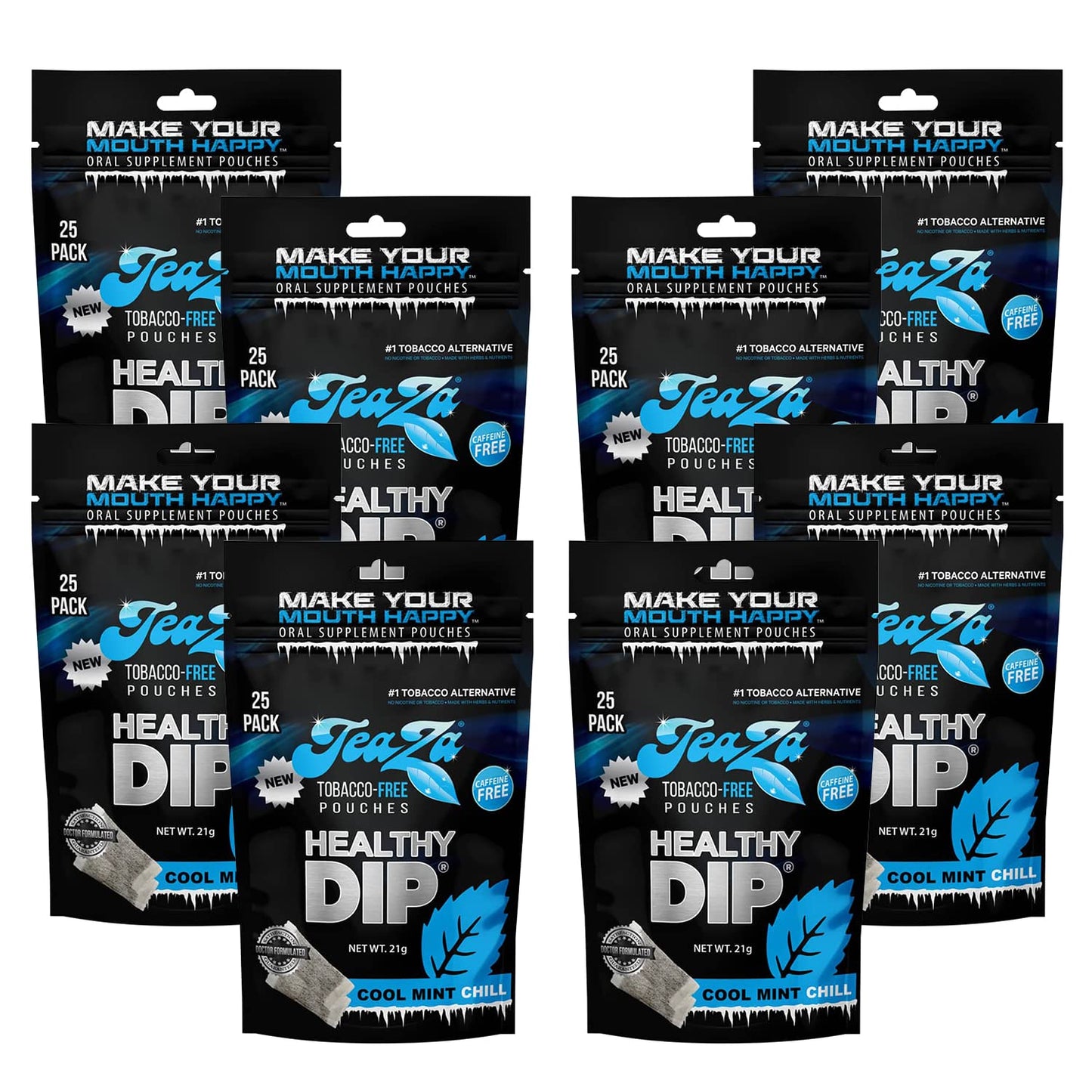 Teaza Herbal Energy Pouches - Cool Mint Chill for Refreshing Boost