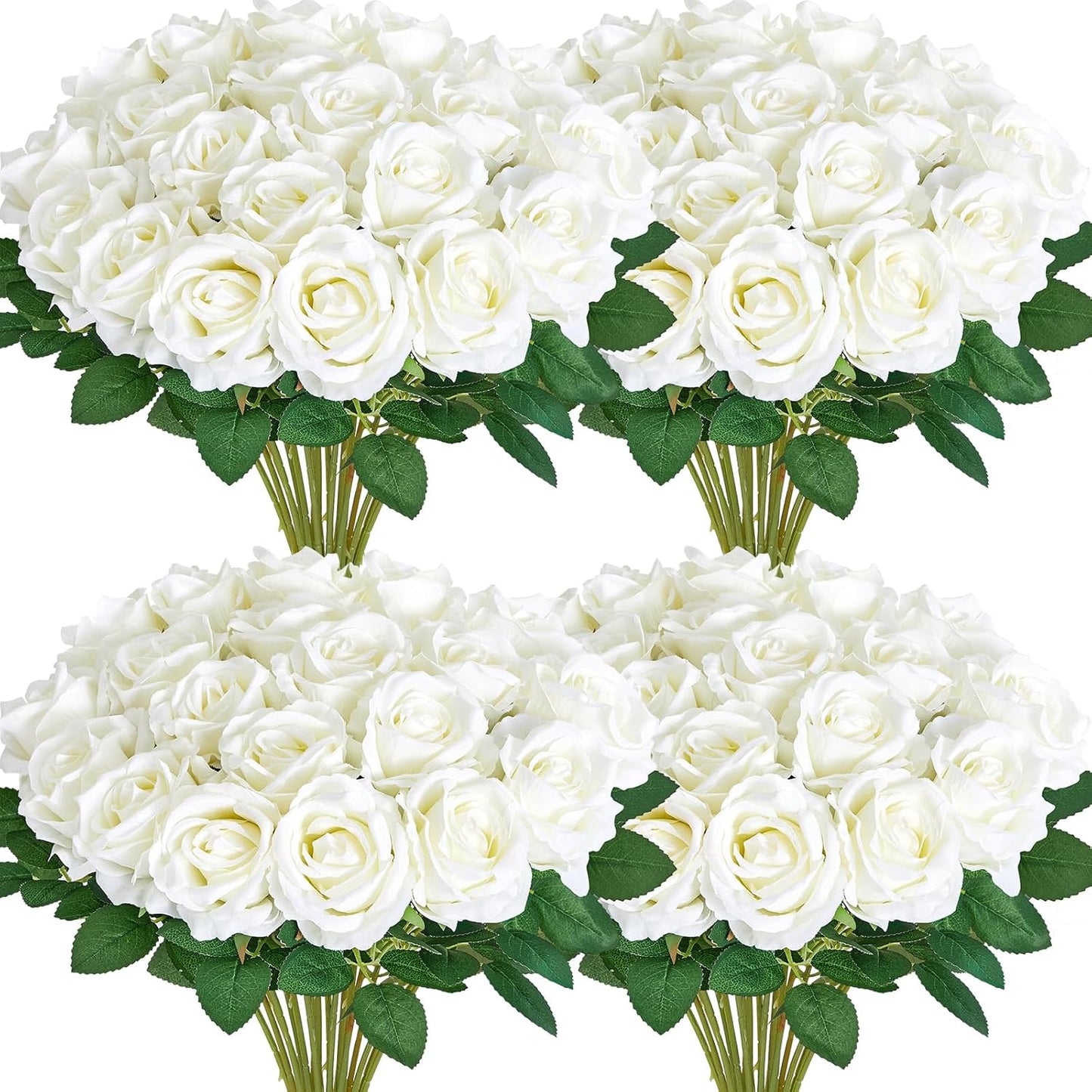 60 PCS White Artificial Roses for Wedding and Home Decor