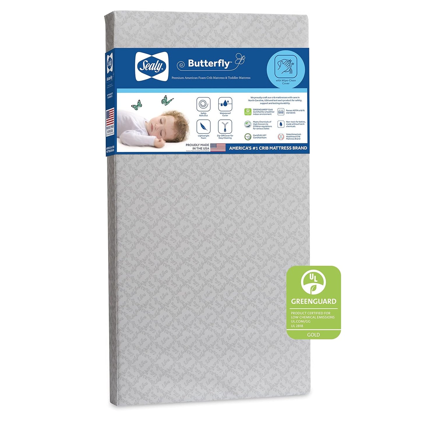 Sealy Baby Butterfly Crib Mattress for Safe Sleep Quality