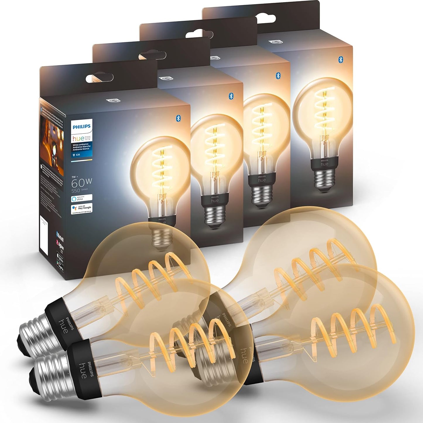 Philips Hue Smart 60W G25 Filament LED Bulb for Ambiance