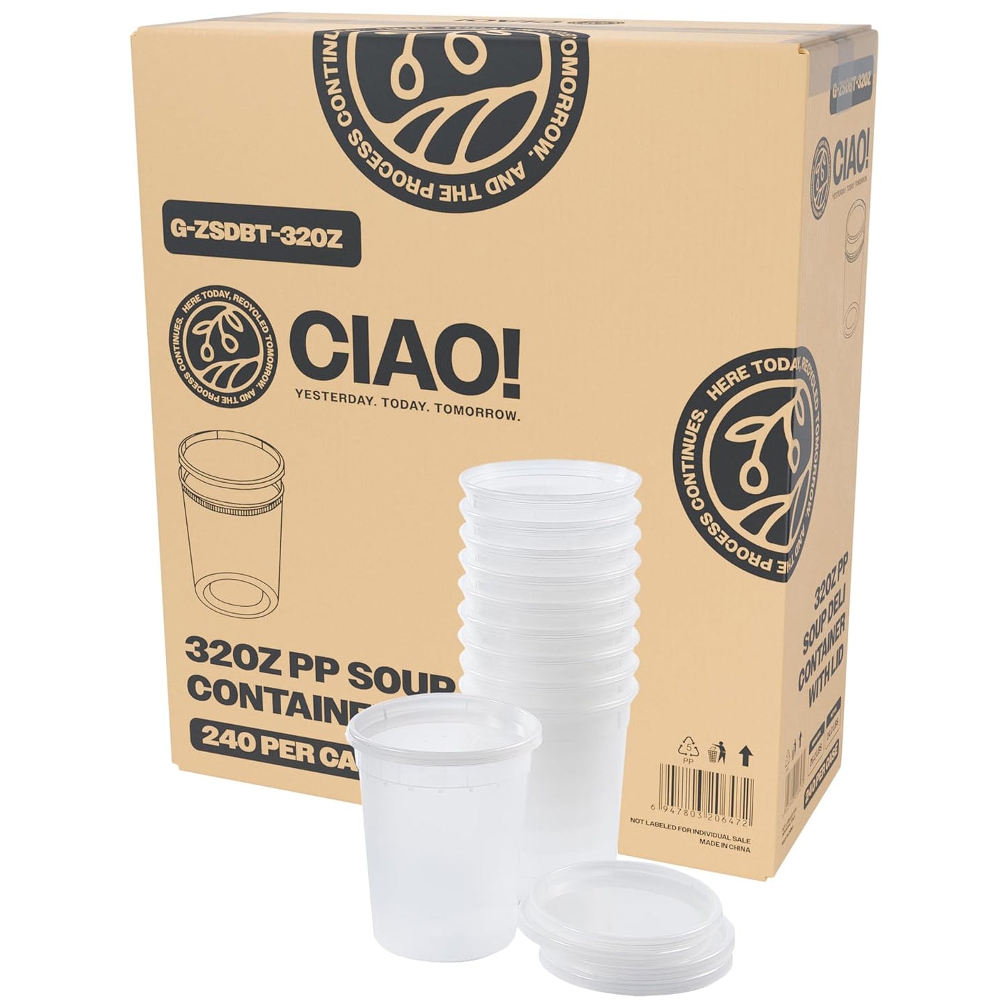 CIAO! 32OZ PP Injection Molded Soup-Deli Containers Combo Pack