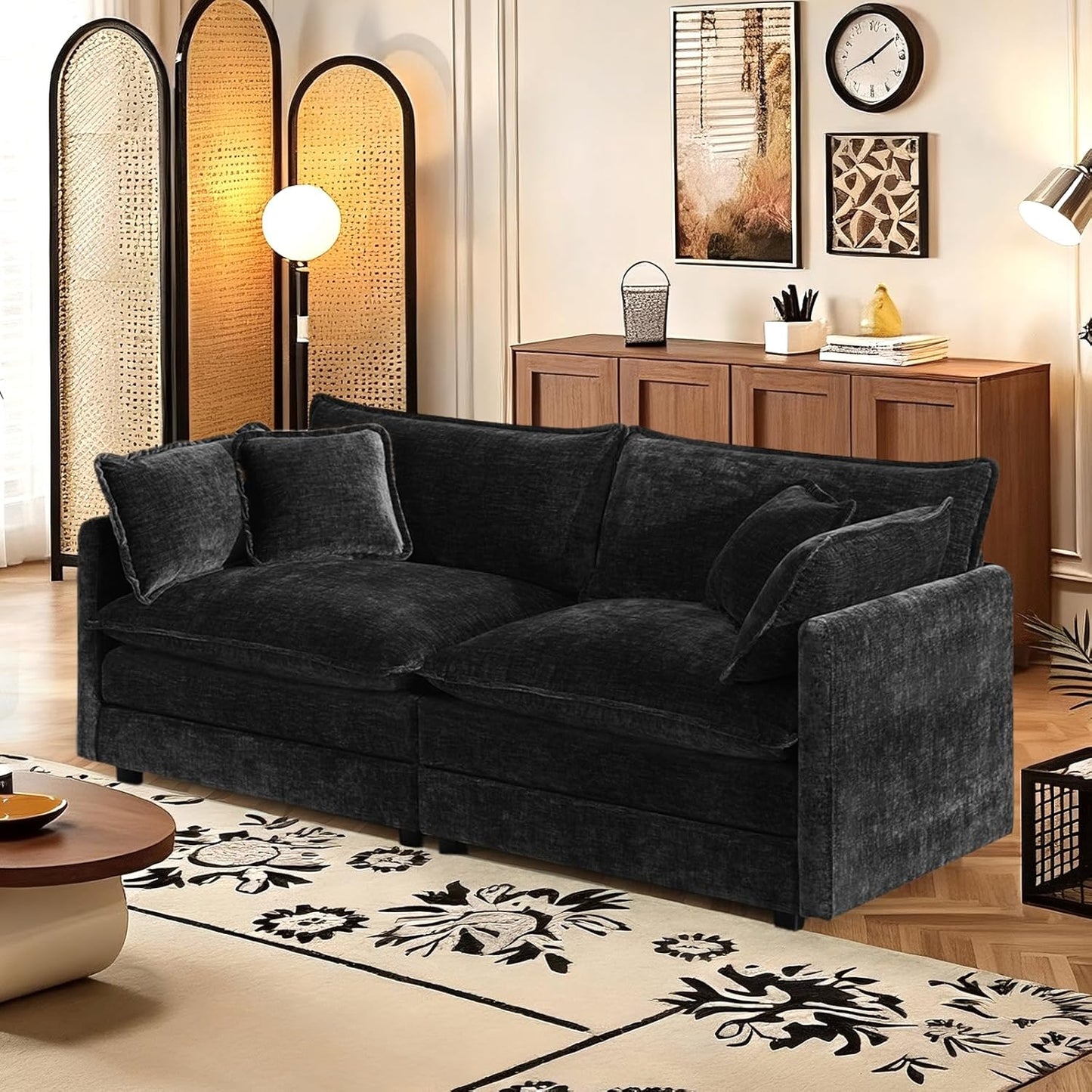 SoarFlash Chenille Sectional Sofa: Comfy Modular Loveseat Set